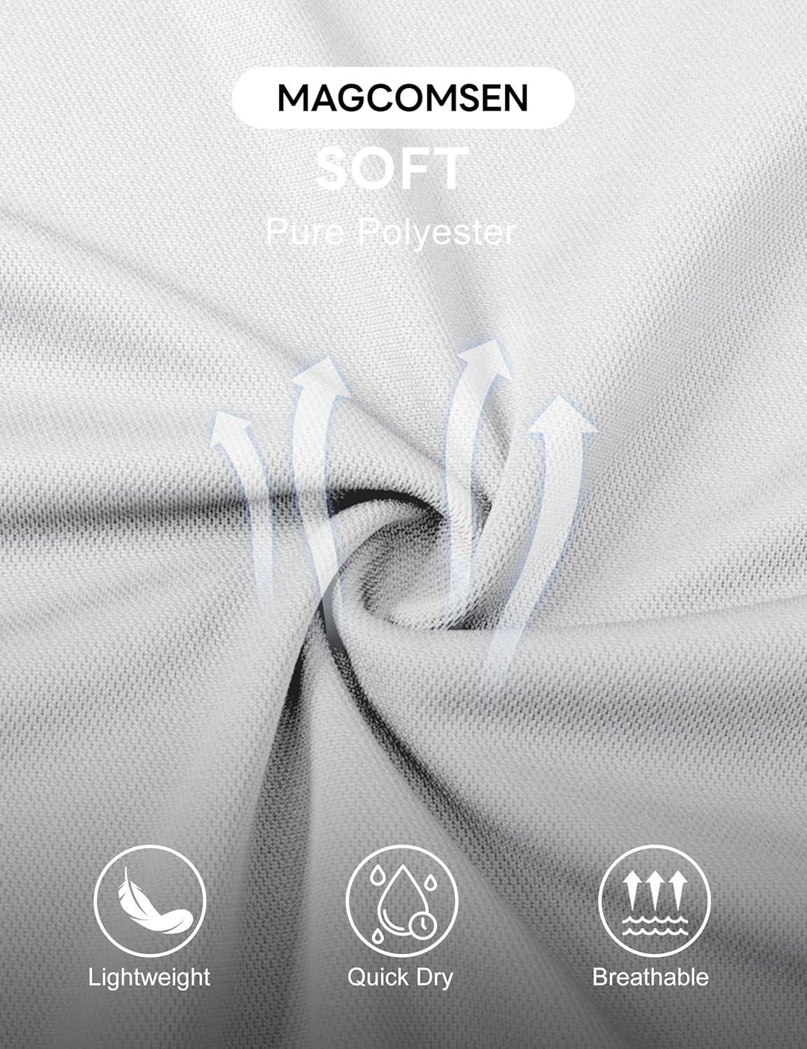 imageMAGCOMSEN 5 Pack Mens Polo Shirts Short Sleeve Dry Fit Moisture Wicking Golf Polos Performance Casual Collared ShirtsBlackDark GreyNavyWhiteArmy Green