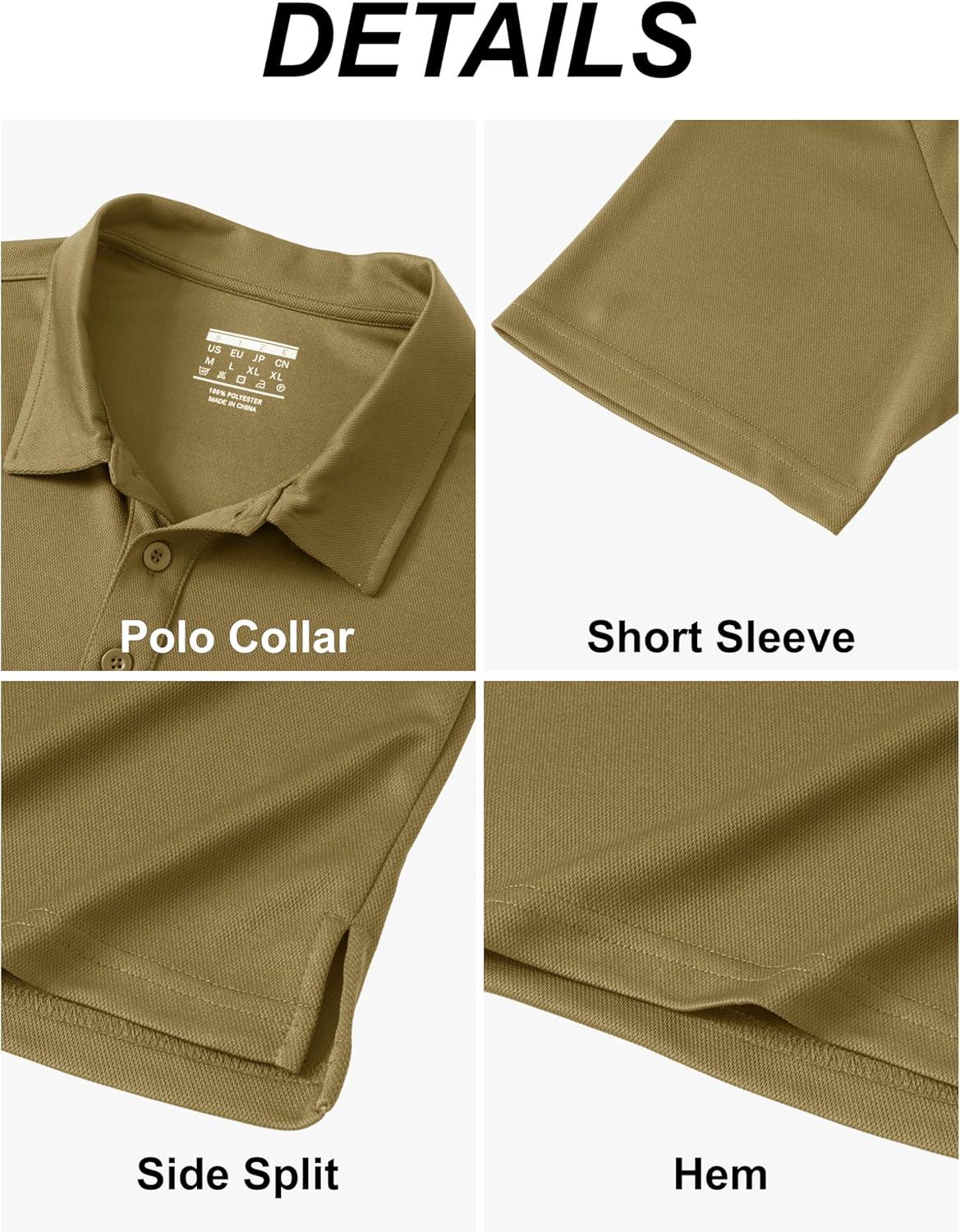 imageMAGCOMSEN 5 Pack Mens Polo Shirts Short Sleeve Dry Fit Moisture Wicking Golf Polos Performance Casual Collared ShirtsBlackKhakiLight GreyDark GreyWhite