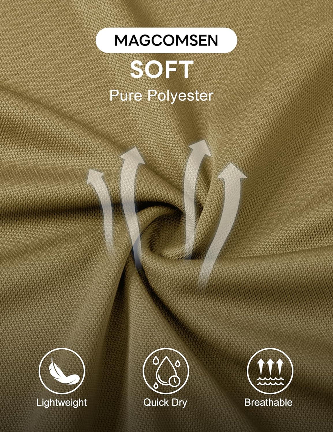 imageMAGCOMSEN 5 Pack Mens Polo Shirts Short Sleeve Dry Fit Moisture Wicking Golf Polos Performance Casual Collared ShirtsBlackKhakiLight GreyDark GreyWhite