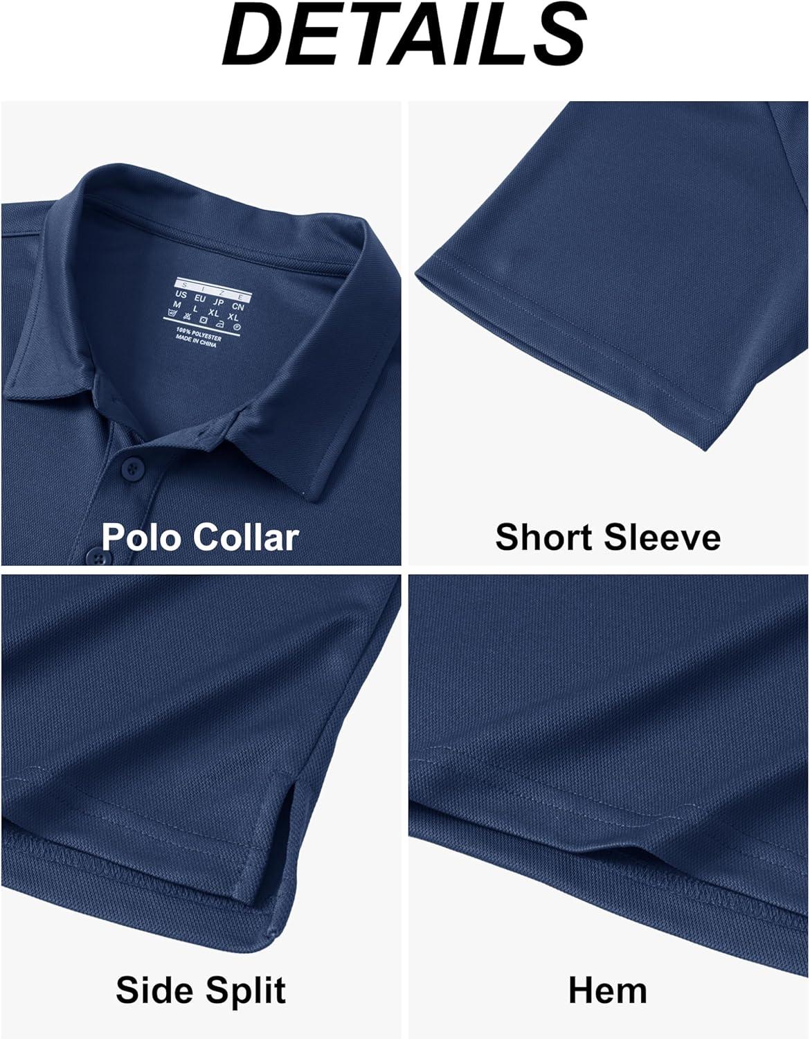 imageMAGCOMSEN 5 Pack Mens Polo Shirts Short Sleeve Dry Fit Moisture Wicking Golf Polos Performance Casual Collared ShirtsBlackLight GreyDark GreyKhakiBright Blue