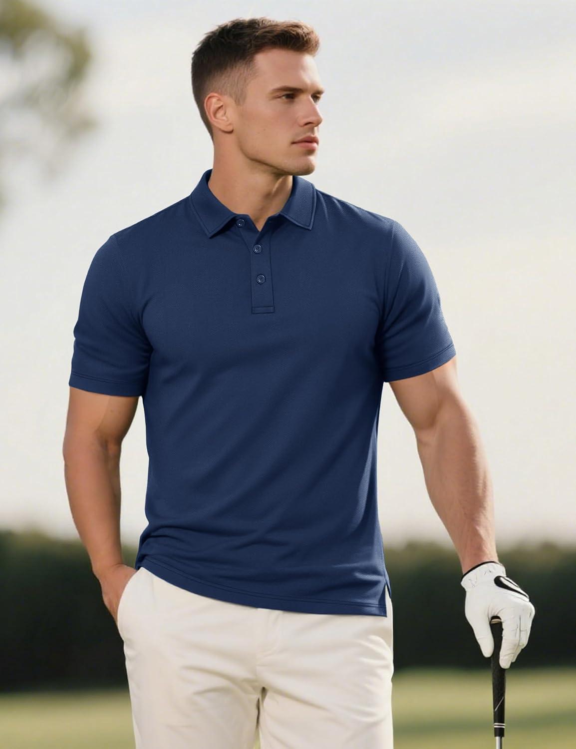 imageMAGCOMSEN 5 Pack Mens Polo Shirts Short Sleeve Dry Fit Moisture Wicking Golf Polos Performance Casual Collared ShirtsBlackLight GreyDark GreyKhakiBright Blue