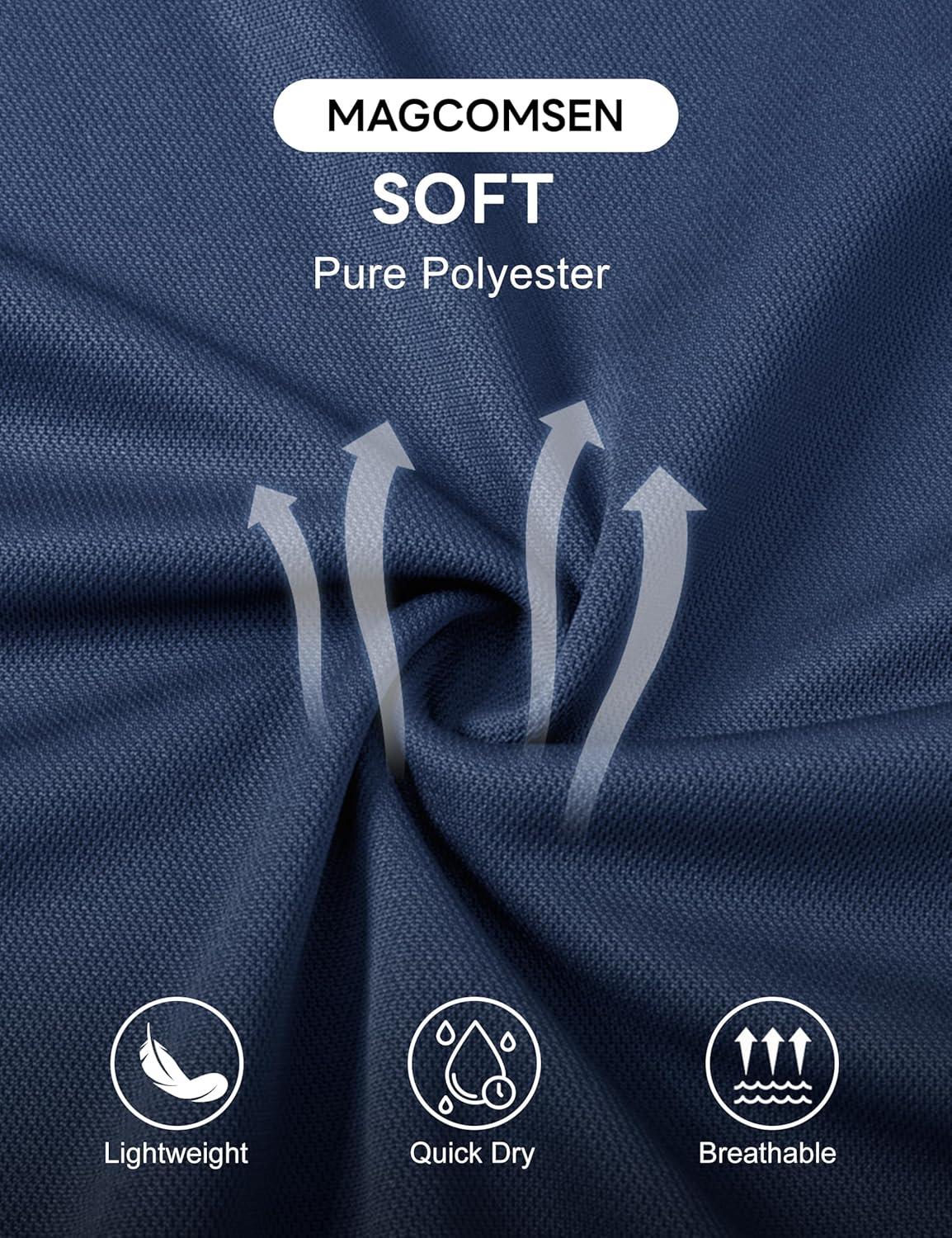 imageMAGCOMSEN 5 Pack Mens Polo Shirts Short Sleeve Dry Fit Moisture Wicking Golf Polos Performance Casual Collared ShirtsBlackLight GreyDark GreyKhakiBright Blue