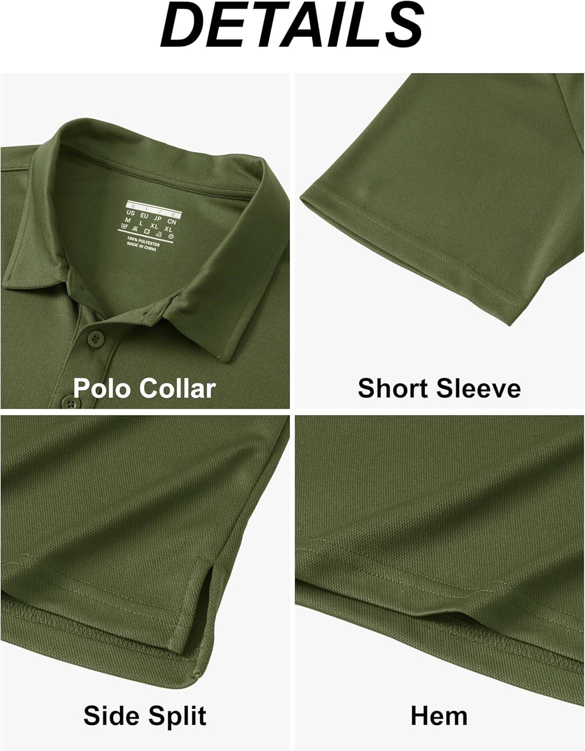 imageMAGCOMSEN 5 Pack Mens Polo Shirts Short Sleeve Dry Fit Moisture Wicking Golf Polos Performance Casual Collared ShirtsBlackNavyBright BlueWine RedWolf Brown