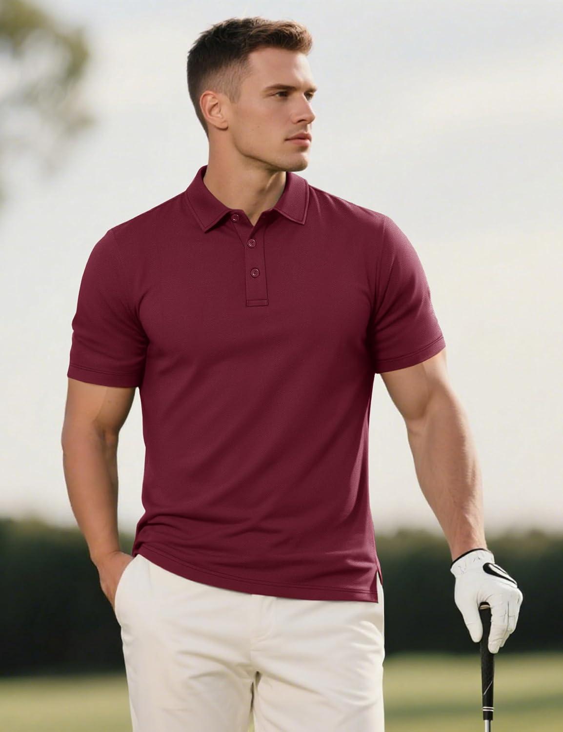 imageMAGCOMSEN 5 Pack Mens Polo Shirts Short Sleeve Dry Fit Moisture Wicking Golf Polos Performance Casual Collared ShirtsBlackNavyWhiteBright BlueDark Grey