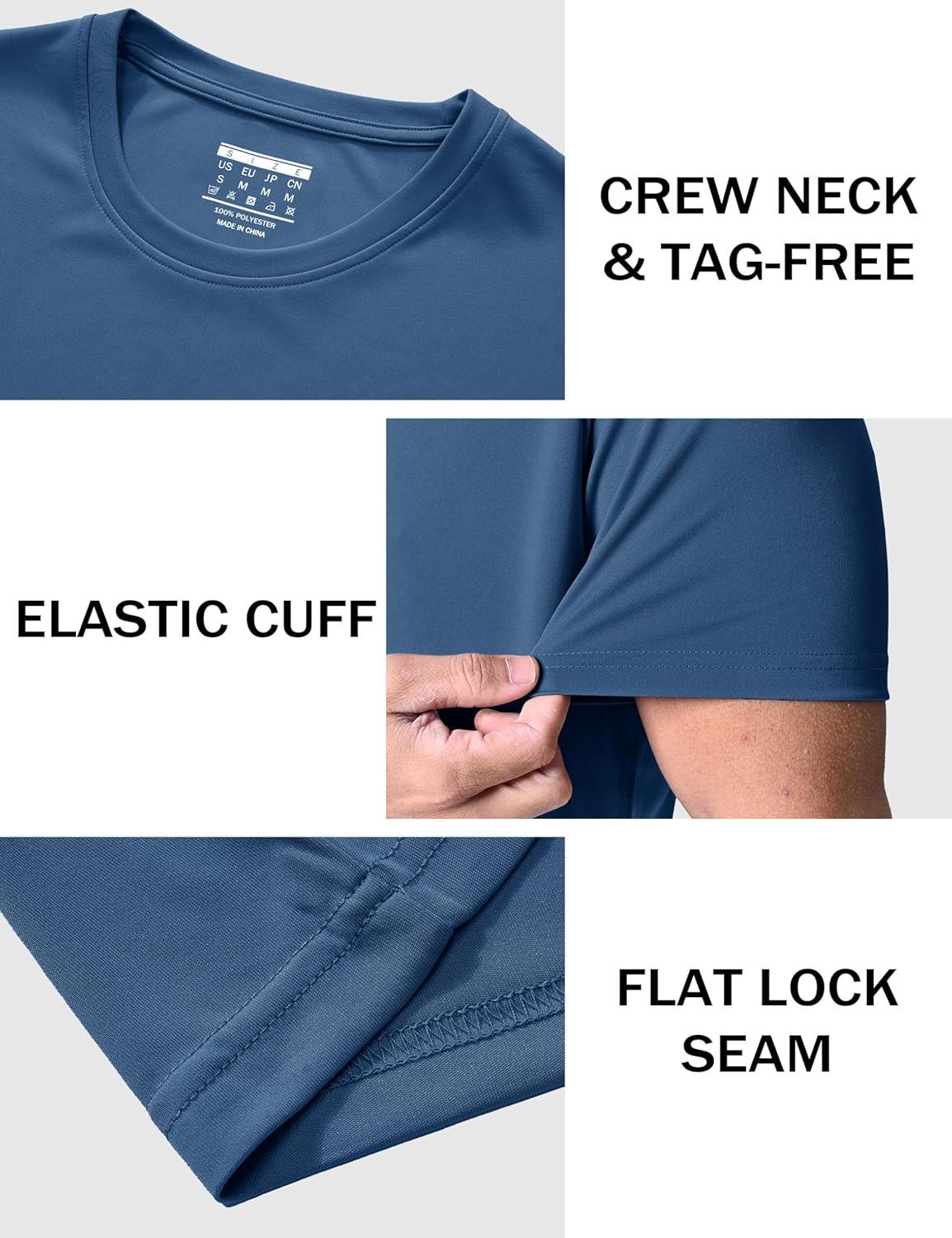 imageMAGCOMSEN 5 Pack Mens Short Sleeve UPF 50 Shirts Dry Fit Athletic Rash Guard Workout Running Swim Gym Performance TshirtsBlackBlue GreyNavyWhiteLight Grey