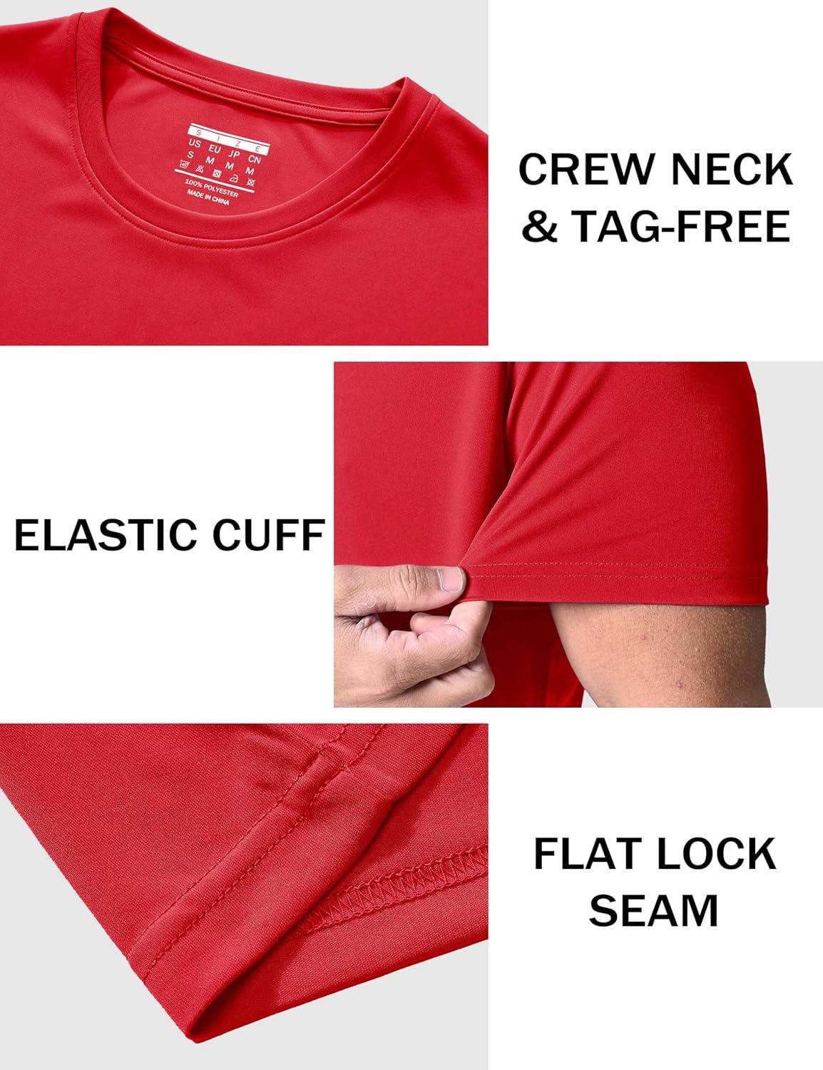 imageMAGCOMSEN 5 Pack Mens Short Sleeve UPF 50 Shirts Dry Fit Athletic Rash Guard Workout Running Swim Gym Performance TshirtsTomatoBlackNavyLight GreySky Blue