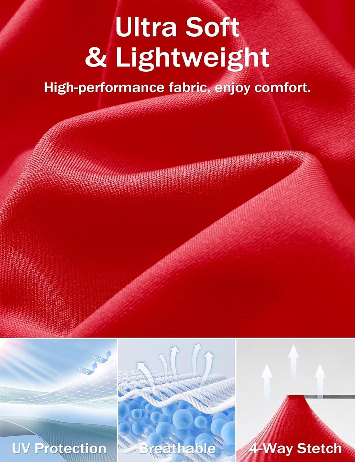 imageMAGCOMSEN 5 Pack Mens Short Sleeve UPF 50 Shirts Dry Fit Athletic Rash Guard Workout Running Swim Gym Performance TshirtsTomatoBlackNavyLight GreySky Blue