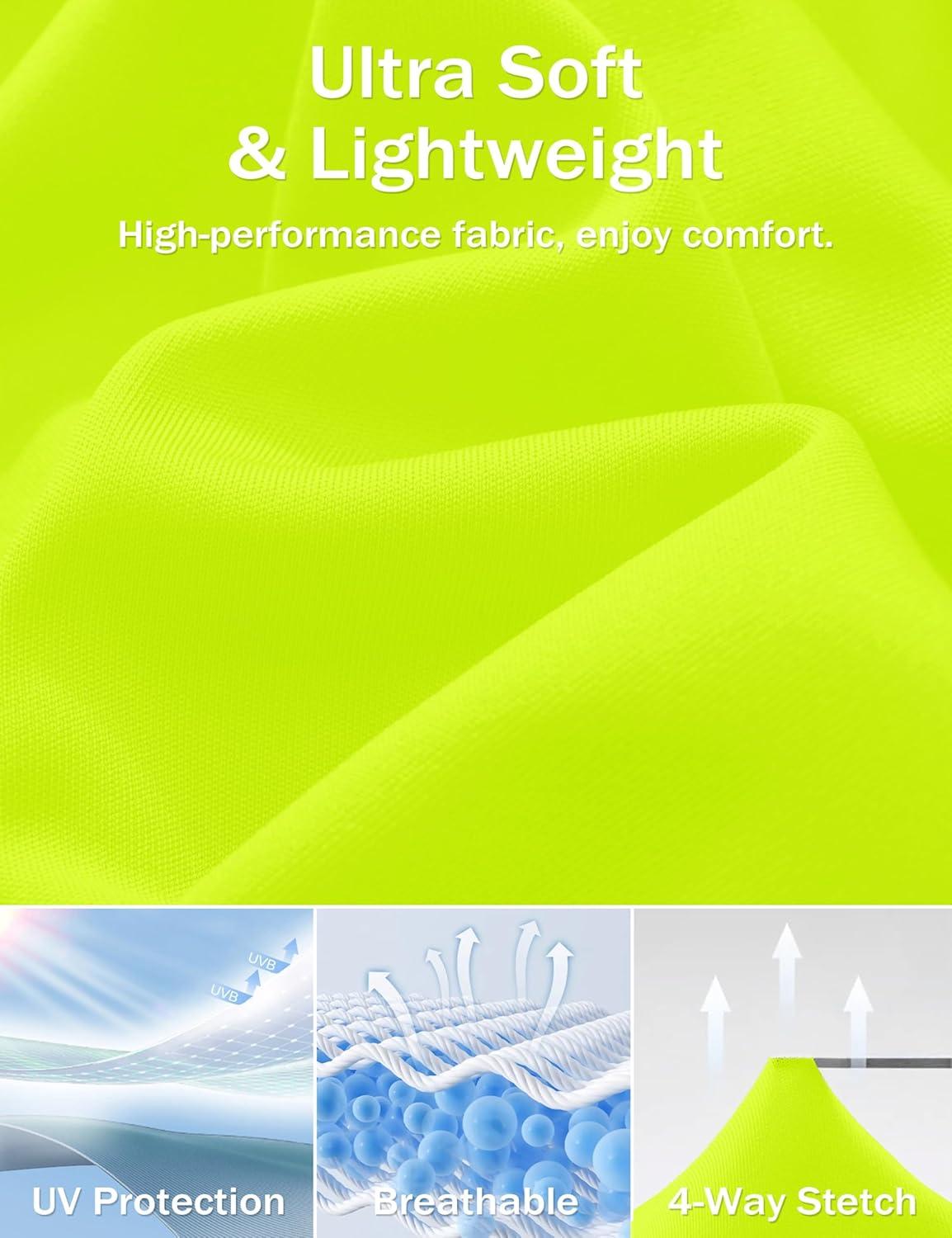 imageMAGCOMSEN 5 Pack Mens Short Sleeve UPF 50 Shirts Dry Fit Athletic Rash Guard Workout Running Swim Gym Performance TshirtsWhiteFluorescent GreenOrangeSky BlueBlack