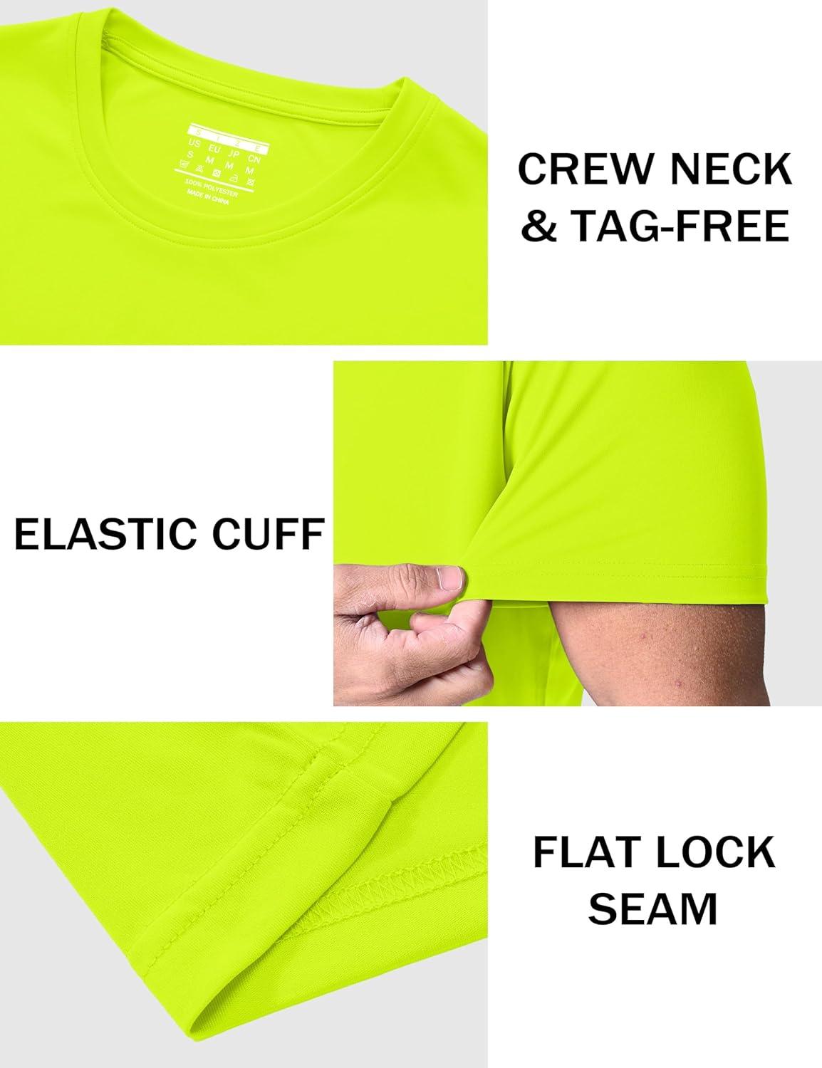 imageMAGCOMSEN 5 Pack Mens Short Sleeve UPF 50 Shirts Dry Fit Athletic Rash Guard Workout Running Swim Gym Performance TshirtsWhiteFluorescent GreenOrangeSky BlueBlack