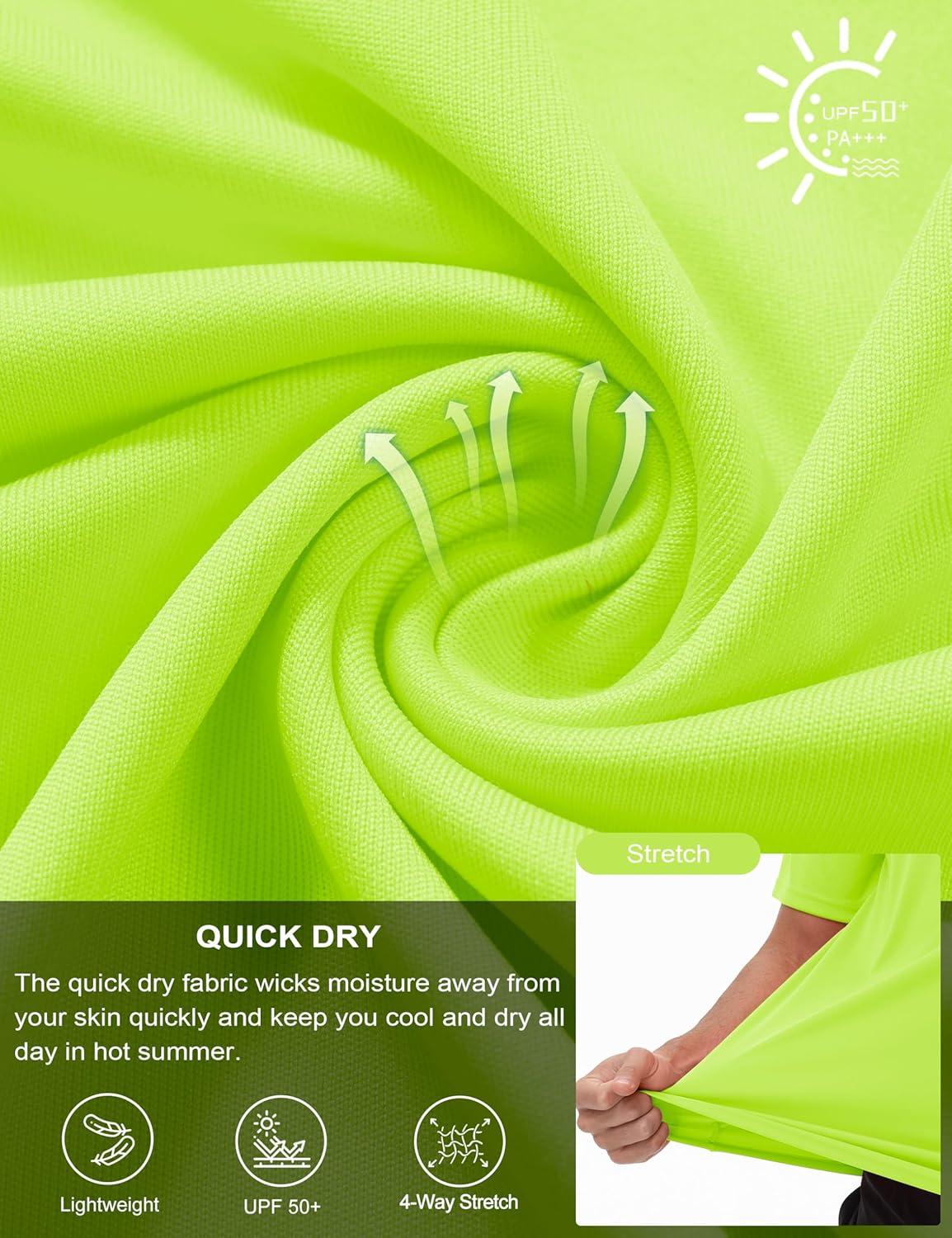 imageMAGCOMSEN Dry Fit Shirts for Men Sun Protection Athletic Short Sleeve Shirt Workout Gym Fishing Swim Rash GuardFlgreen