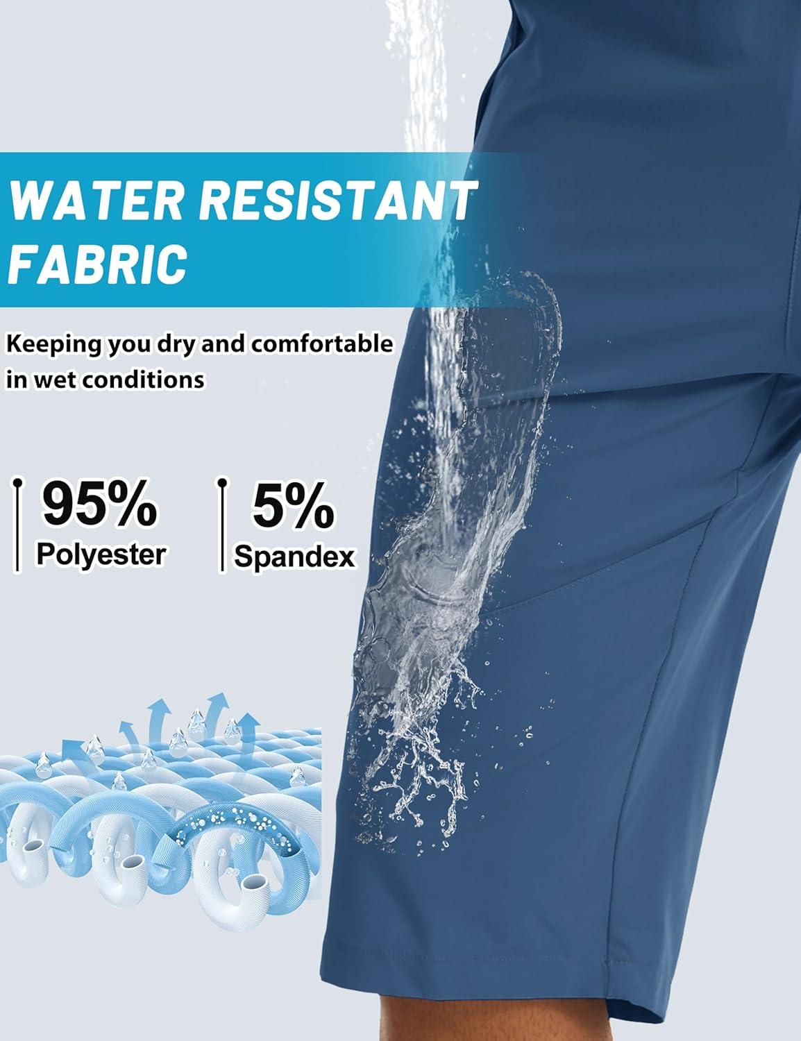 imageMAGCOMSEN Mens Capri Shorts Quick Dry Below Knee 34 Capri Pants with Zipper Pockets for Workout Running Training SummerBlue Grey