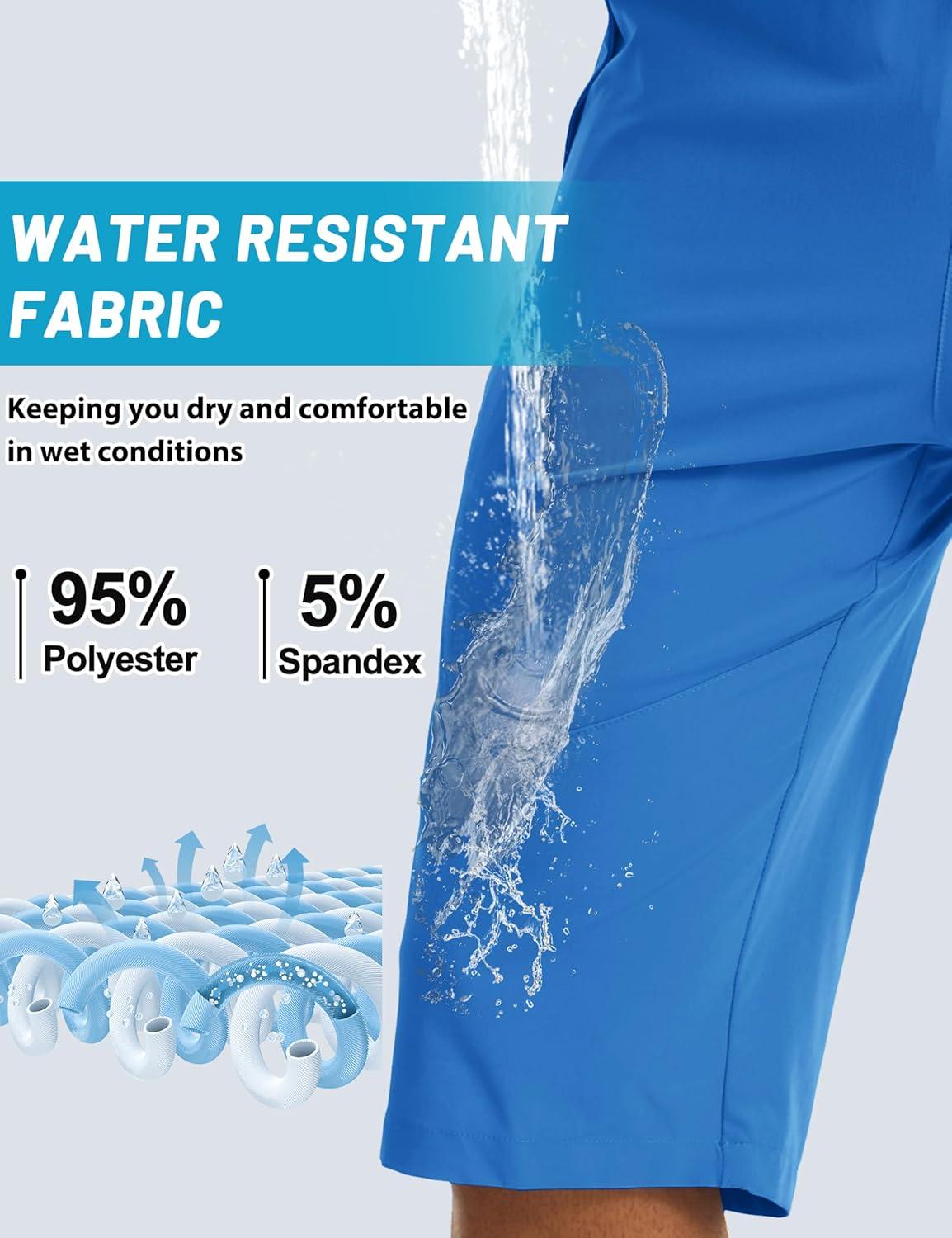 imageMAGCOMSEN Mens Capri Shorts Quick Dry Below Knee 34 Capri Pants with Zipper Pockets for Workout Running Training SummerBright Blue