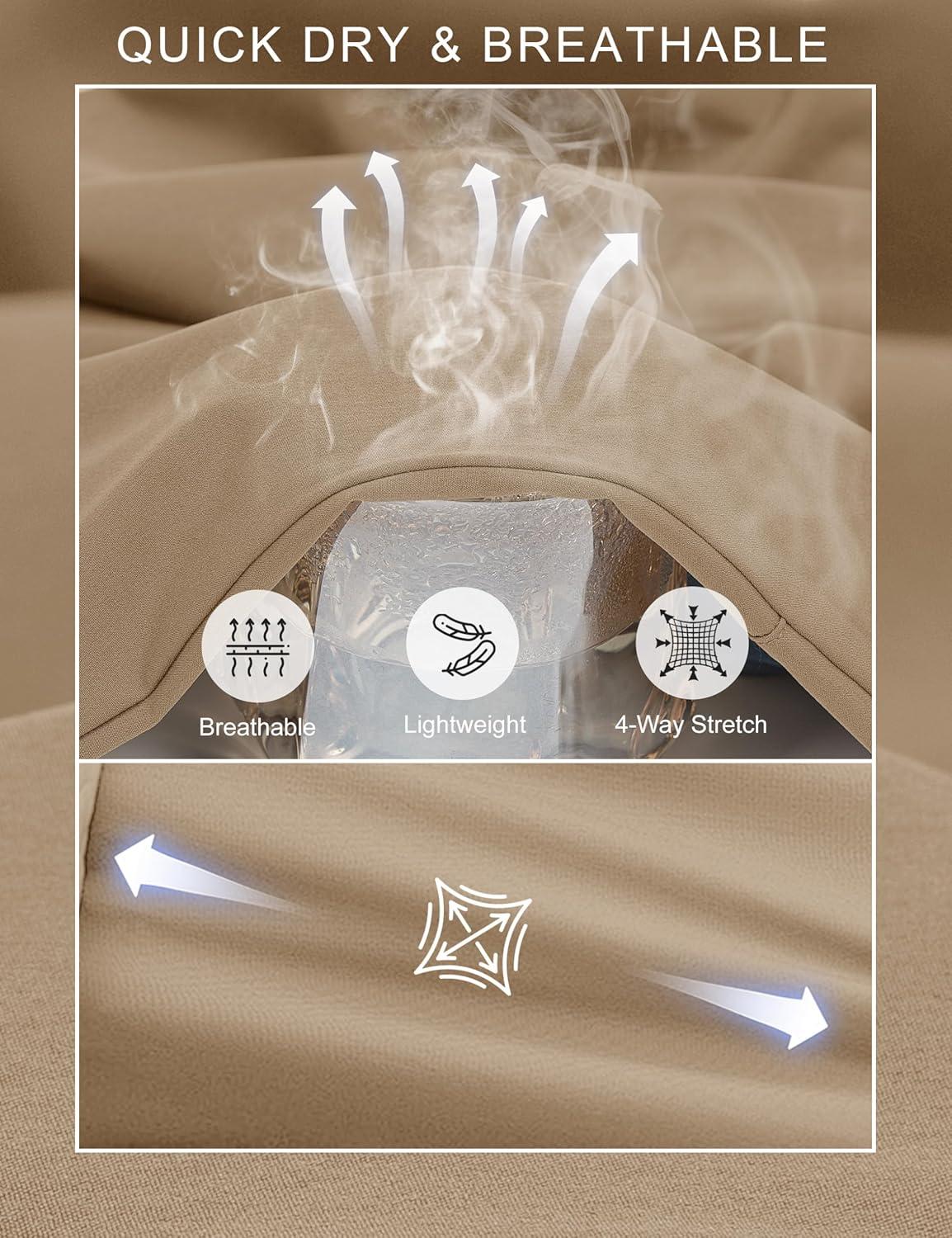 imageMAGCOMSEN Mens Capri Shorts Quick Dry Below Knee 34 Capri Pants with Zipper Pockets for Workout Running Training SummerKhaki