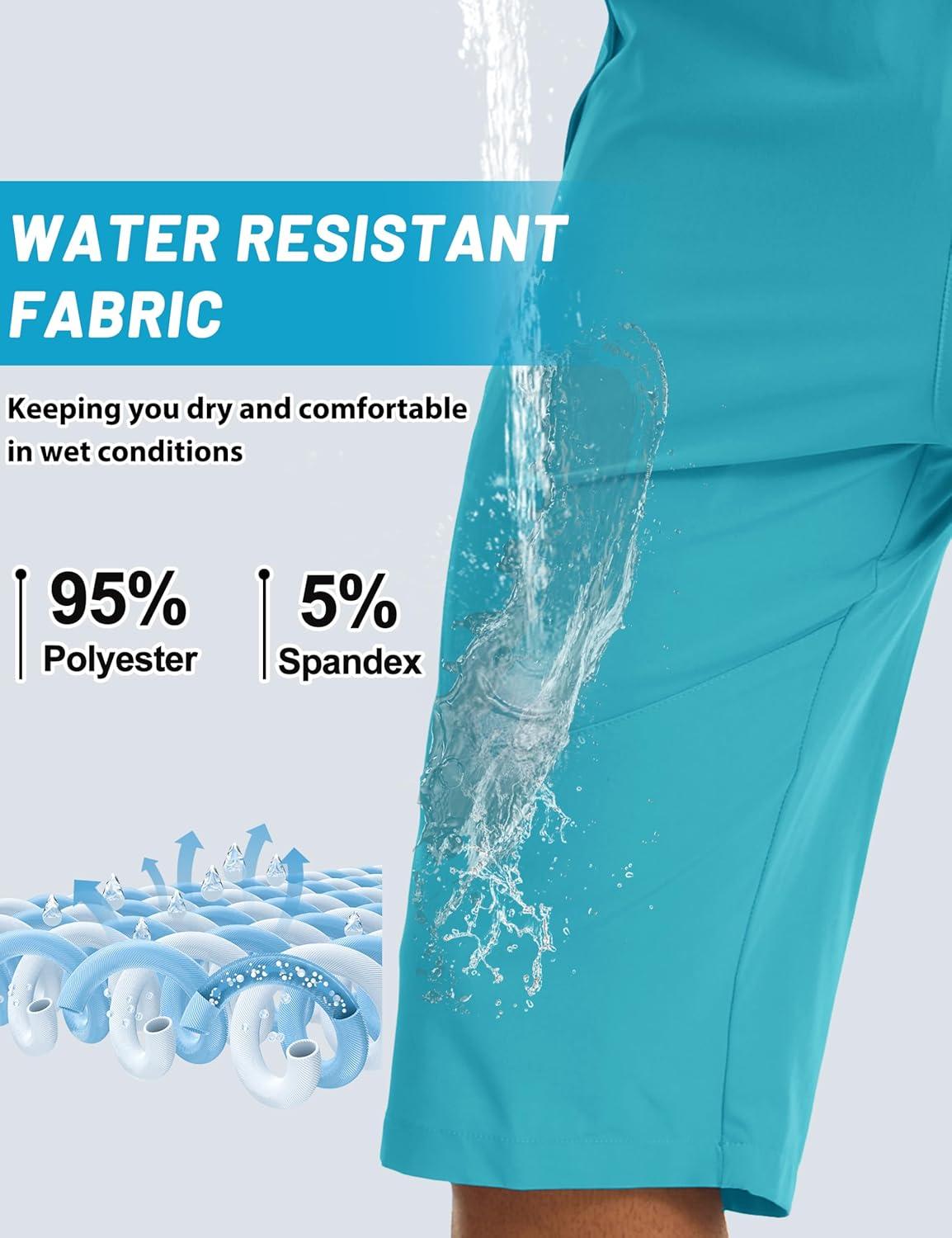 imageMAGCOMSEN Mens Capri Shorts Quick Dry Below Knee 34 Capri Pants with Zipper Pockets for Workout Running Training SummerLake Blue