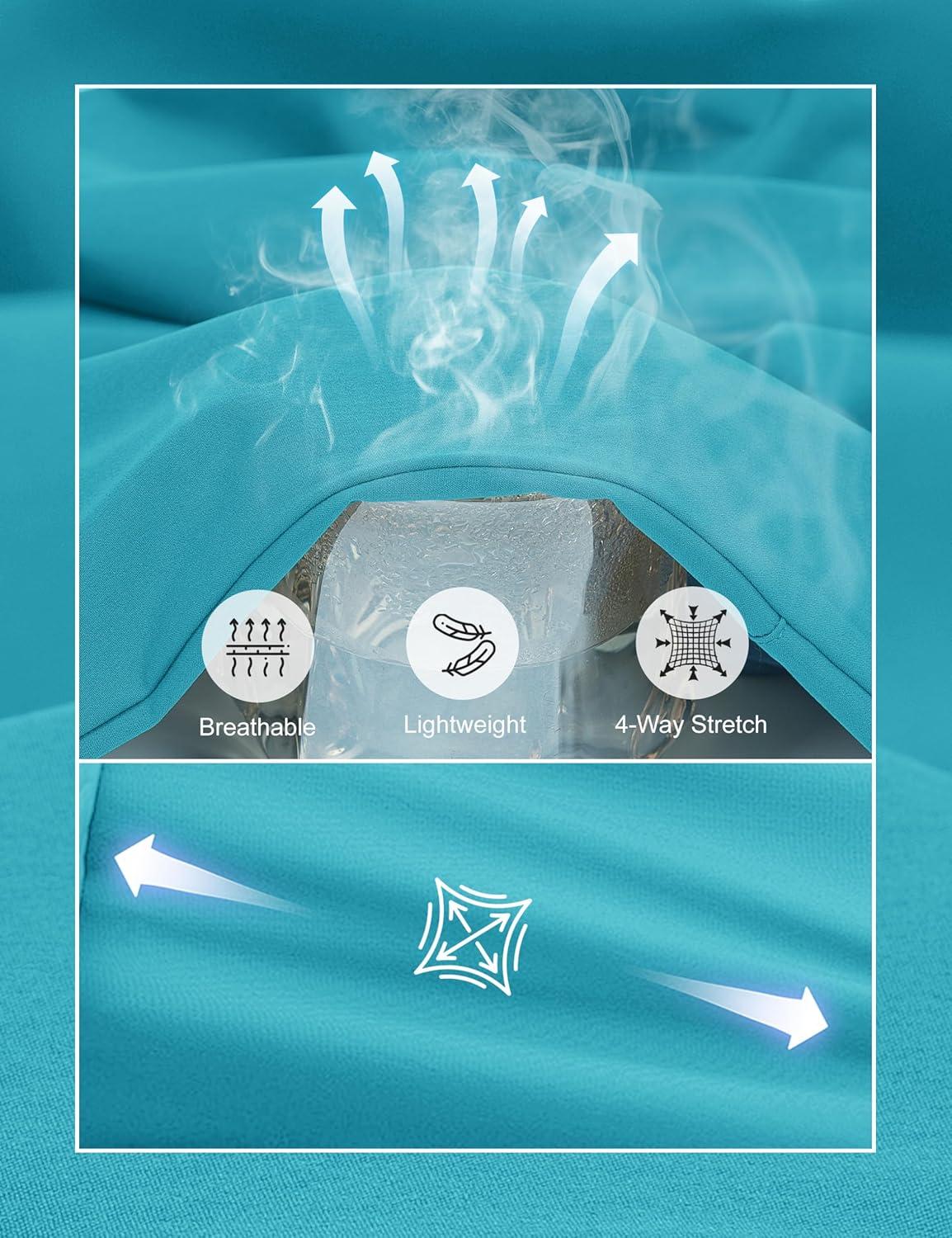 imageMAGCOMSEN Mens Capri Shorts Quick Dry Below Knee 34 Capri Pants with Zipper Pockets for Workout Running Training SummerLake Blue