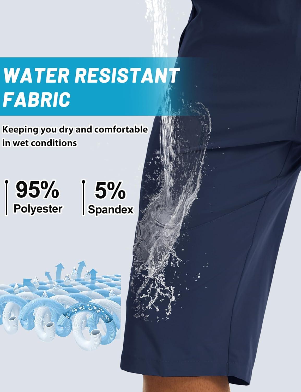 imageMAGCOMSEN Mens Capri Shorts Quick Dry Below Knee 34 Capri Pants with Zipper Pockets for Workout Running Training SummerNavy