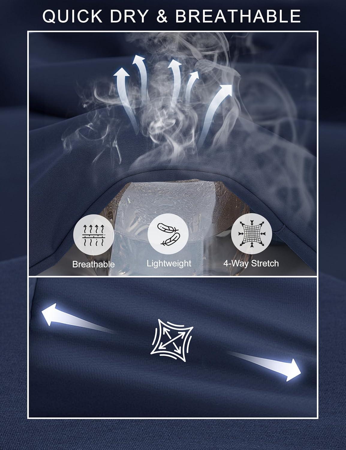 imageMAGCOMSEN Mens Capri Shorts Quick Dry Below Knee 34 Capri Pants with Zipper Pockets for Workout Running Training SummerNavy