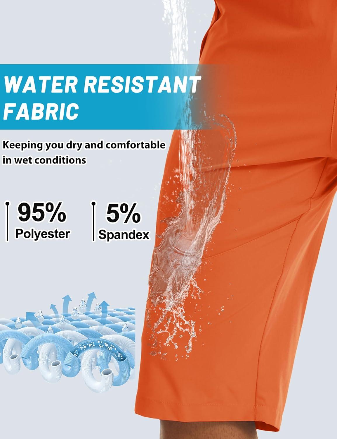 imageMAGCOMSEN Mens Capri Shorts Quick Dry Below Knee 34 Capri Pants with Zipper Pockets for Workout Running Training SummerOrange