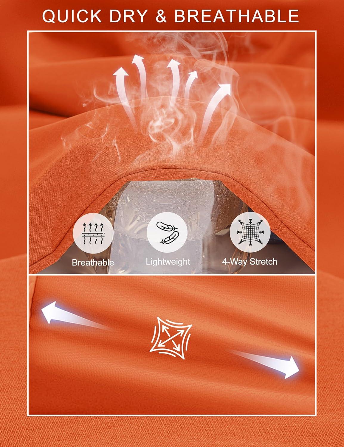 imageMAGCOMSEN Mens Capri Shorts Quick Dry Below Knee 34 Capri Pants with Zipper Pockets for Workout Running Training SummerOrange