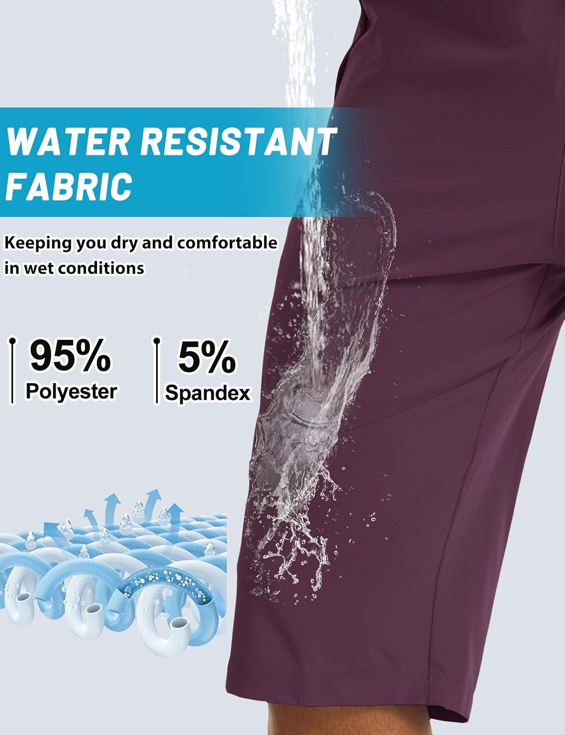 imageMAGCOMSEN Mens Capri Shorts Quick Dry Below Knee 34 Capri Pants with Zipper Pockets for Workout Running Training SummerPurple Red