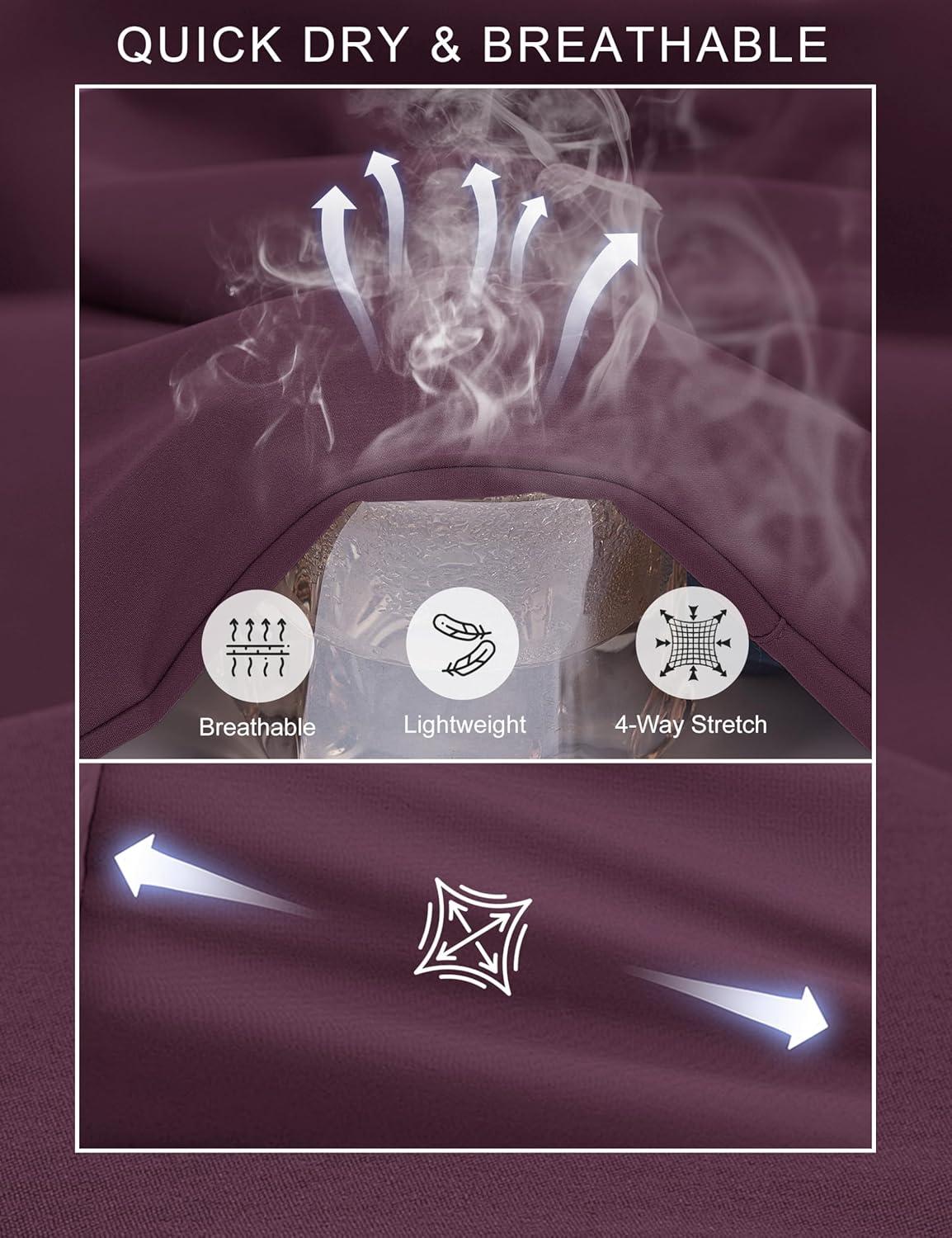 imageMAGCOMSEN Mens Capri Shorts Quick Dry Below Knee 34 Capri Pants with Zipper Pockets for Workout Running Training SummerPurple Red