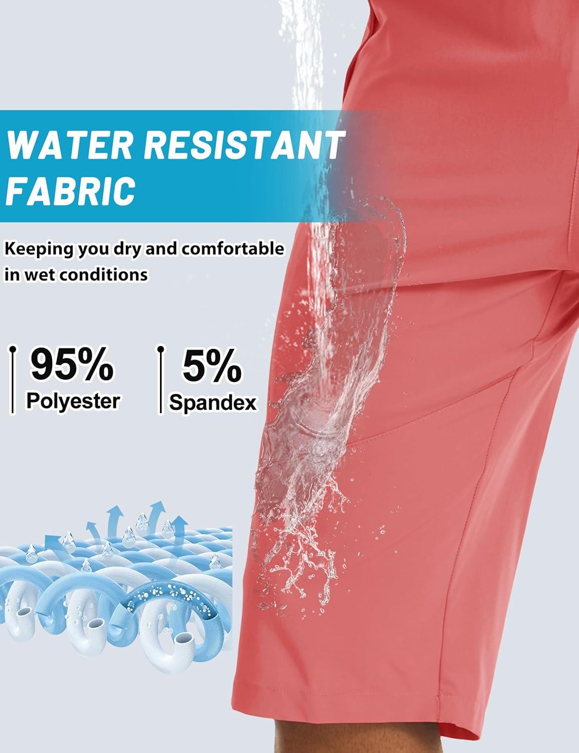 imageMAGCOMSEN Mens Capri Shorts Quick Dry Below Knee 34 Capri Pants with Zipper Pockets for Workout Running Training SummerWatermelon Red