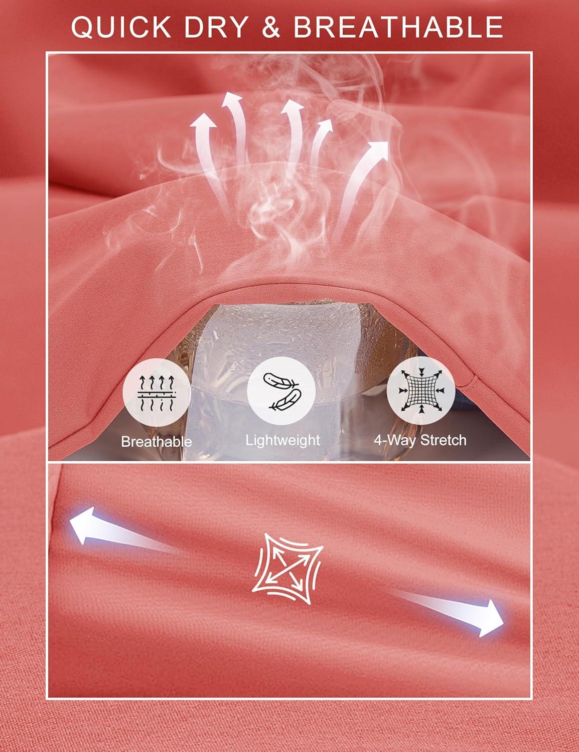 imageMAGCOMSEN Mens Capri Shorts Quick Dry Below Knee 34 Capri Pants with Zipper Pockets for Workout Running Training SummerWatermelon Red