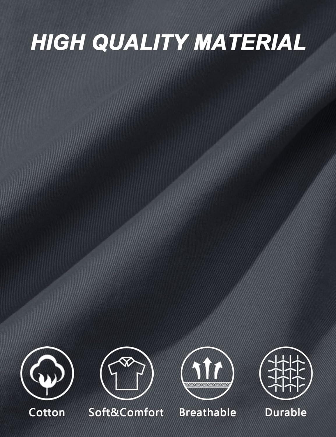 imageMAGCOMSEN Mens Cargo Shorts with 6 Pockets Twill Elastic Above Knee Pants Casual Work ShortsDark Grey