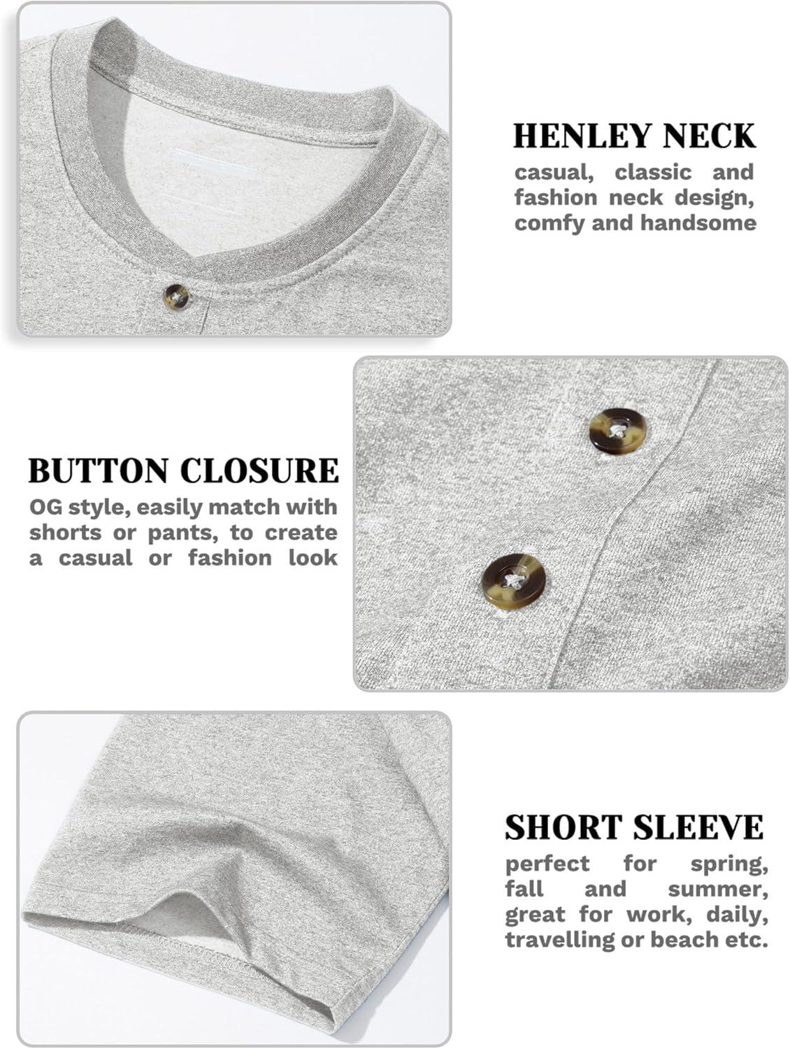 imageMAGCOMSEN Mens Henley Short Sleeve Shirt Cotton Lightweight 3 Button Tops Vintage Casual Summer Shirt Soft FashionBeigecotton Blend