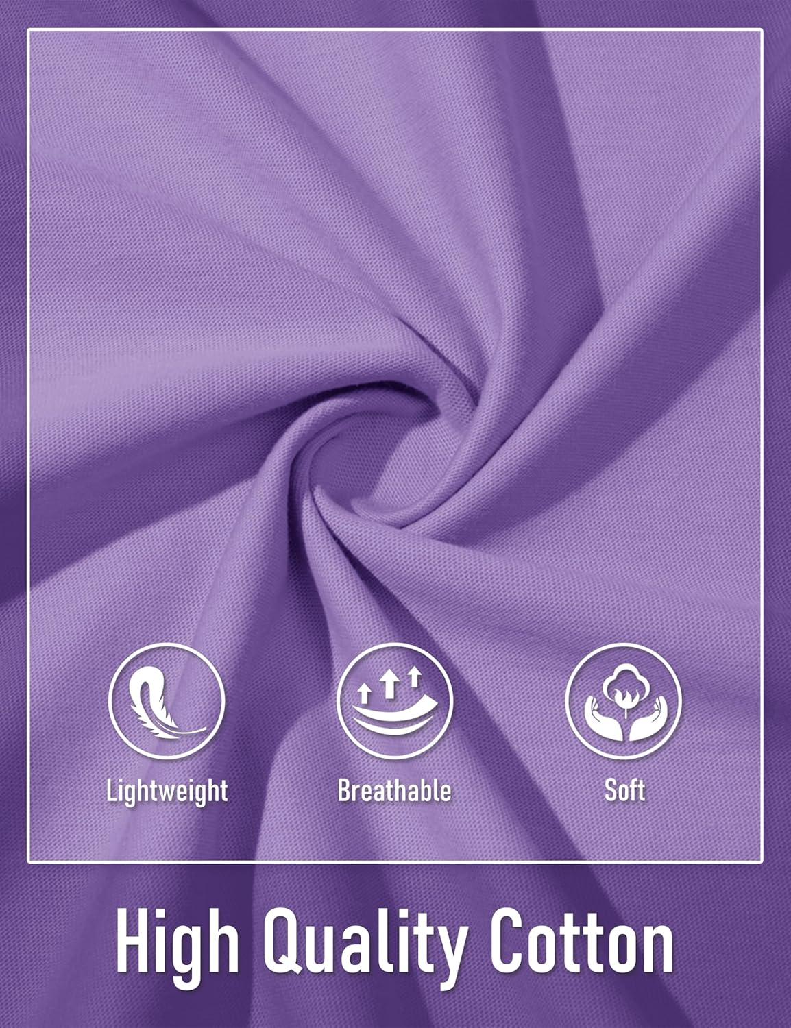 imageMAGCOMSEN Mens Henley Short Sleeve Shirt Cotton Lightweight Tee Shirts Casual Summer Basic Tees with PocketLight Purple