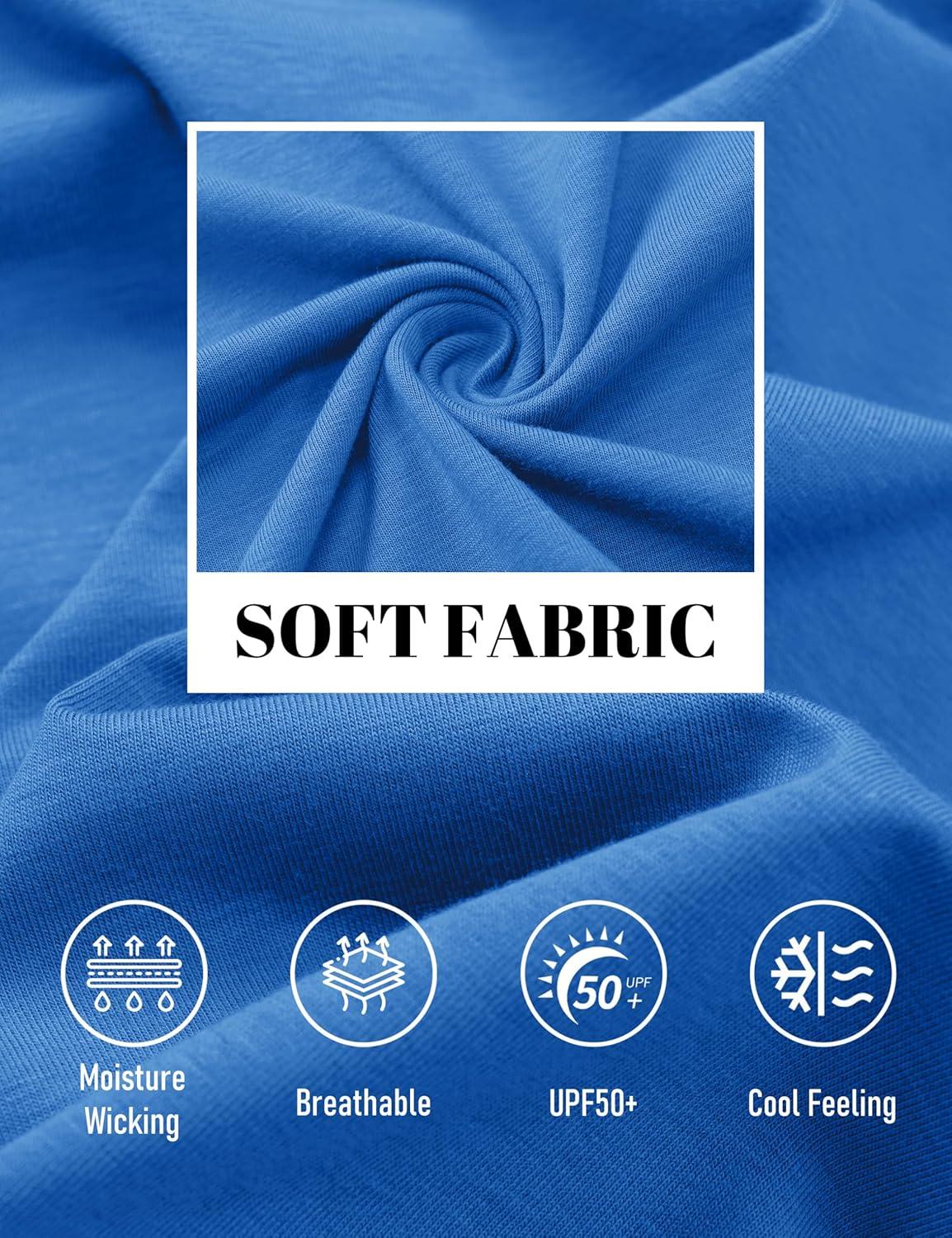 imageMAGCOMSEN Mens Pocket T Shirts Cooling UPF 50 Summer Tee Shirt Short Sleeve Crewneck Tee Cotton Lightweight Casual TShirtAzure