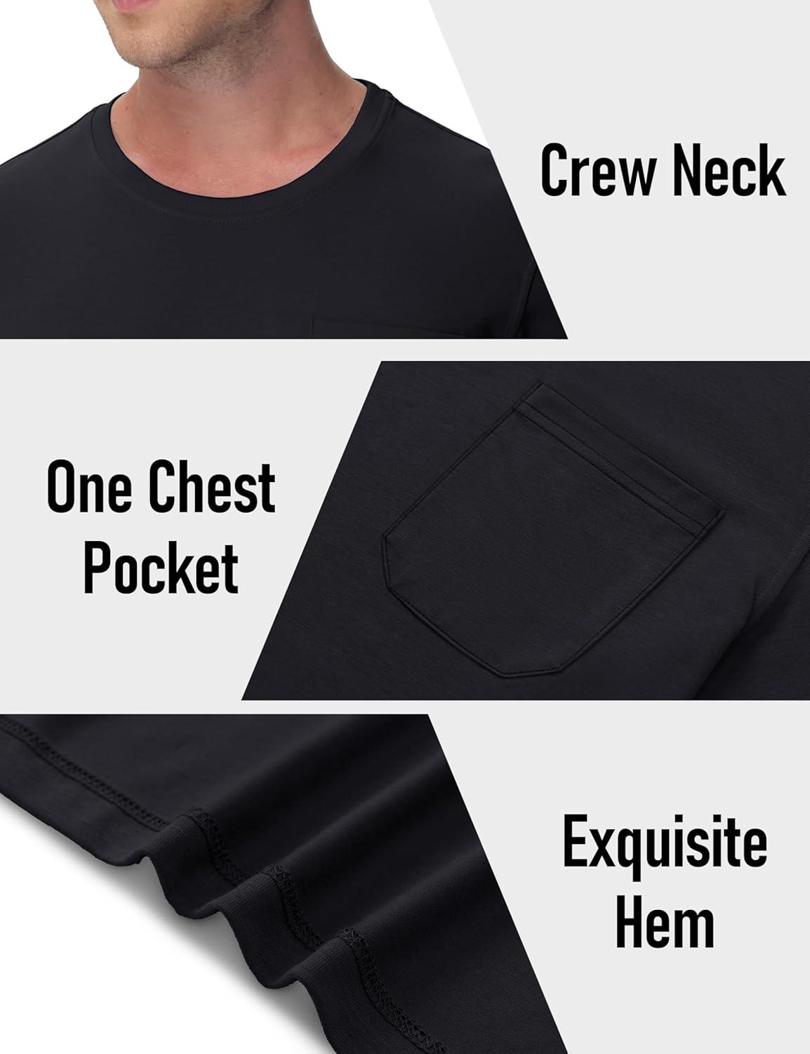 imageMAGCOMSEN Mens Pocket T Shirts Cooling UPF 50 Summer Tee Shirt Short Sleeve Crewneck Tee Cotton Lightweight Casual TShirtBlack