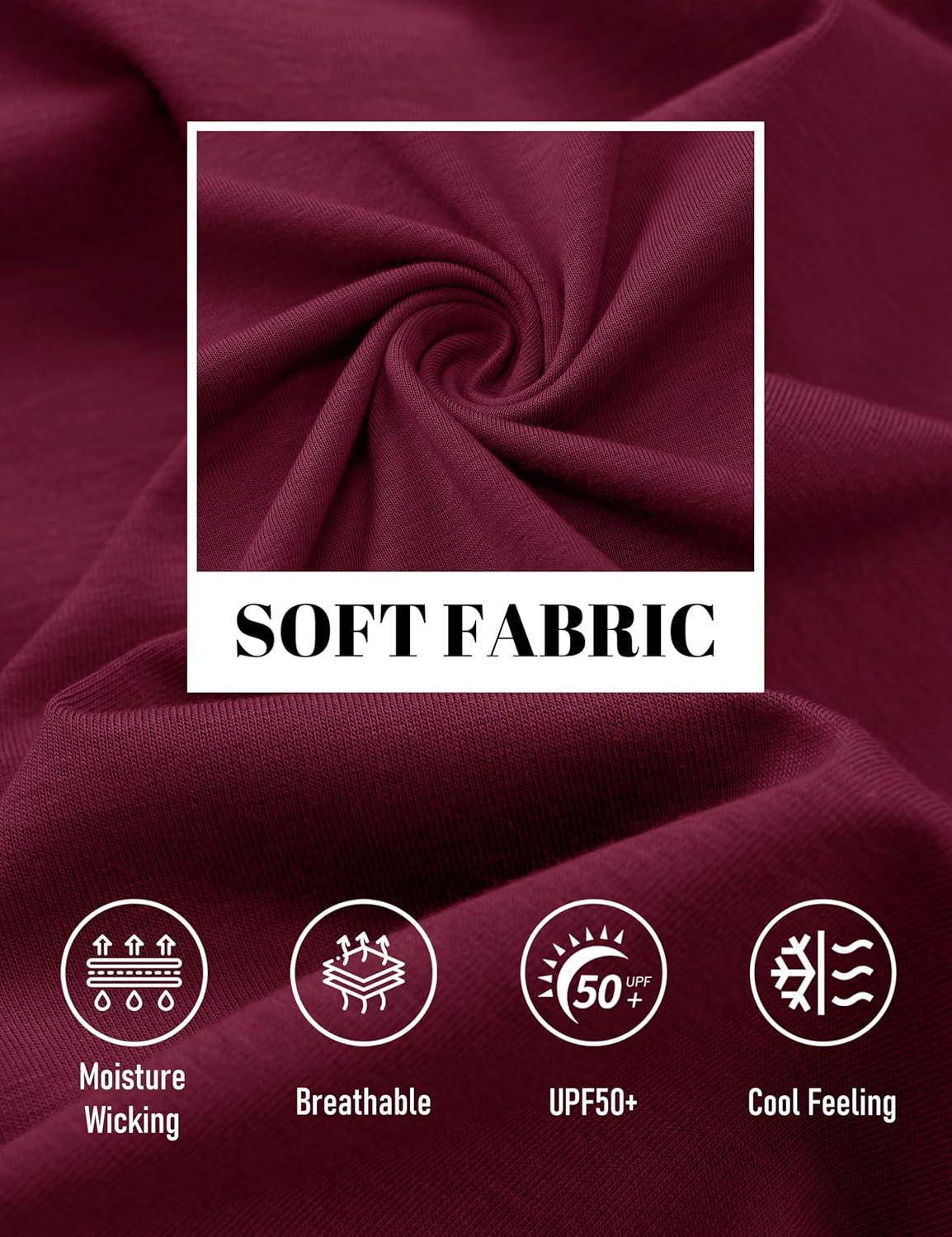 imageMAGCOMSEN Mens Pocket T Shirts Cooling UPF 50 Summer Tee Shirt Short Sleeve Crewneck Tee Cotton Lightweight Casual TShirtBurgundy