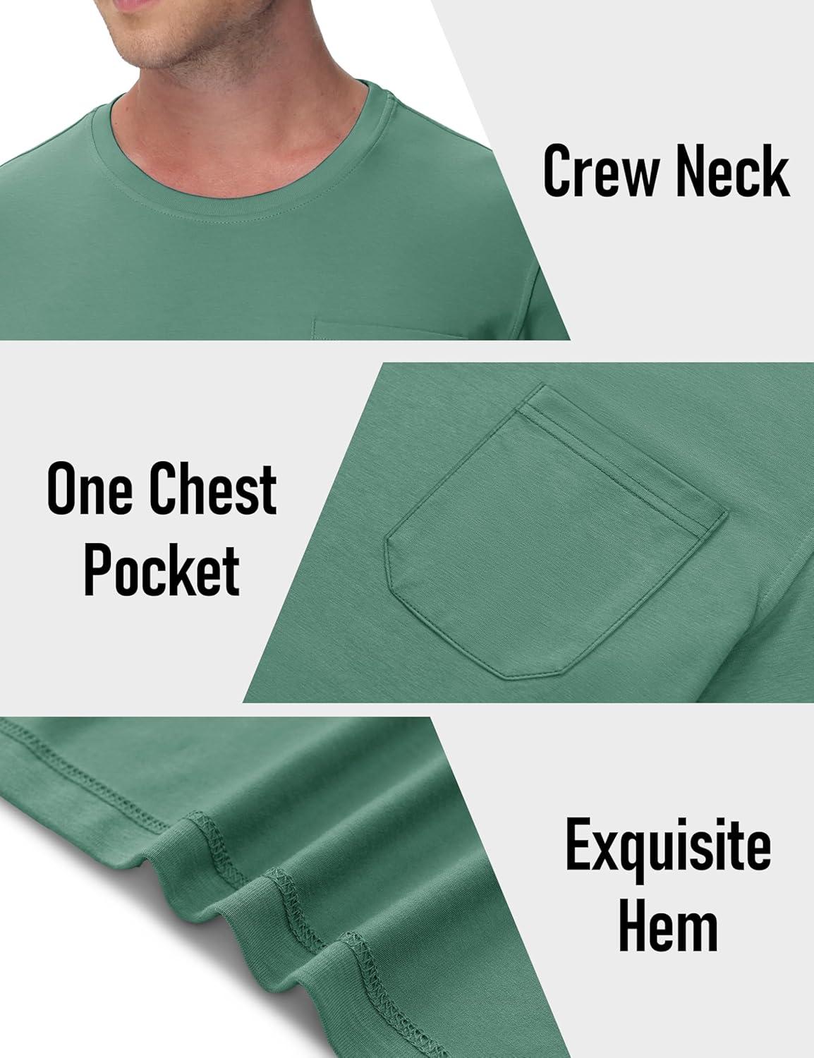 imageMAGCOMSEN Mens Pocket T Shirts Cooling UPF 50 Summer Tee Shirt Short Sleeve Crewneck Tee Cotton Lightweight Casual TShirtGray Green
