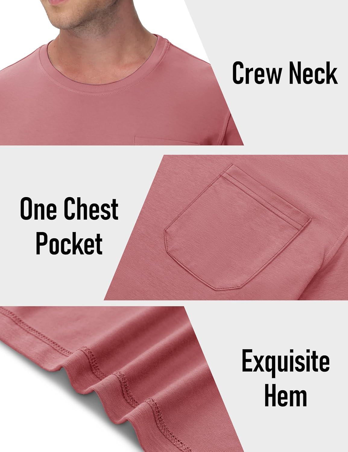 imageMAGCOMSEN Mens Pocket T Shirts Cooling UPF 50 Summer Tee Shirt Short Sleeve Crewneck Tee Cotton Lightweight Casual TShirtGray Pink