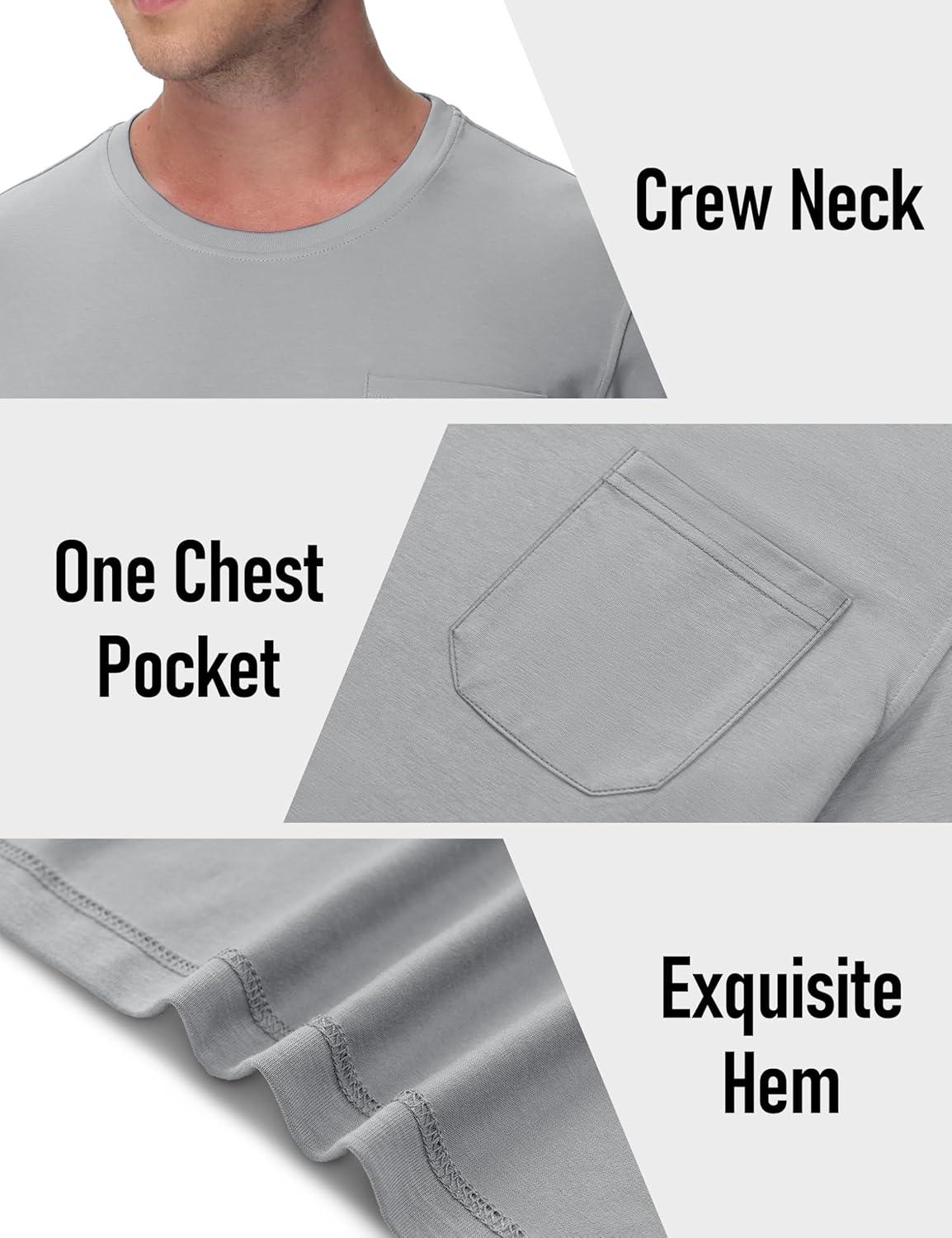 imageMAGCOMSEN Mens Pocket T Shirts Cooling UPF 50 Summer Tee Shirt Short Sleeve Crewneck Tee Cotton Lightweight Casual TShirtLight Grey