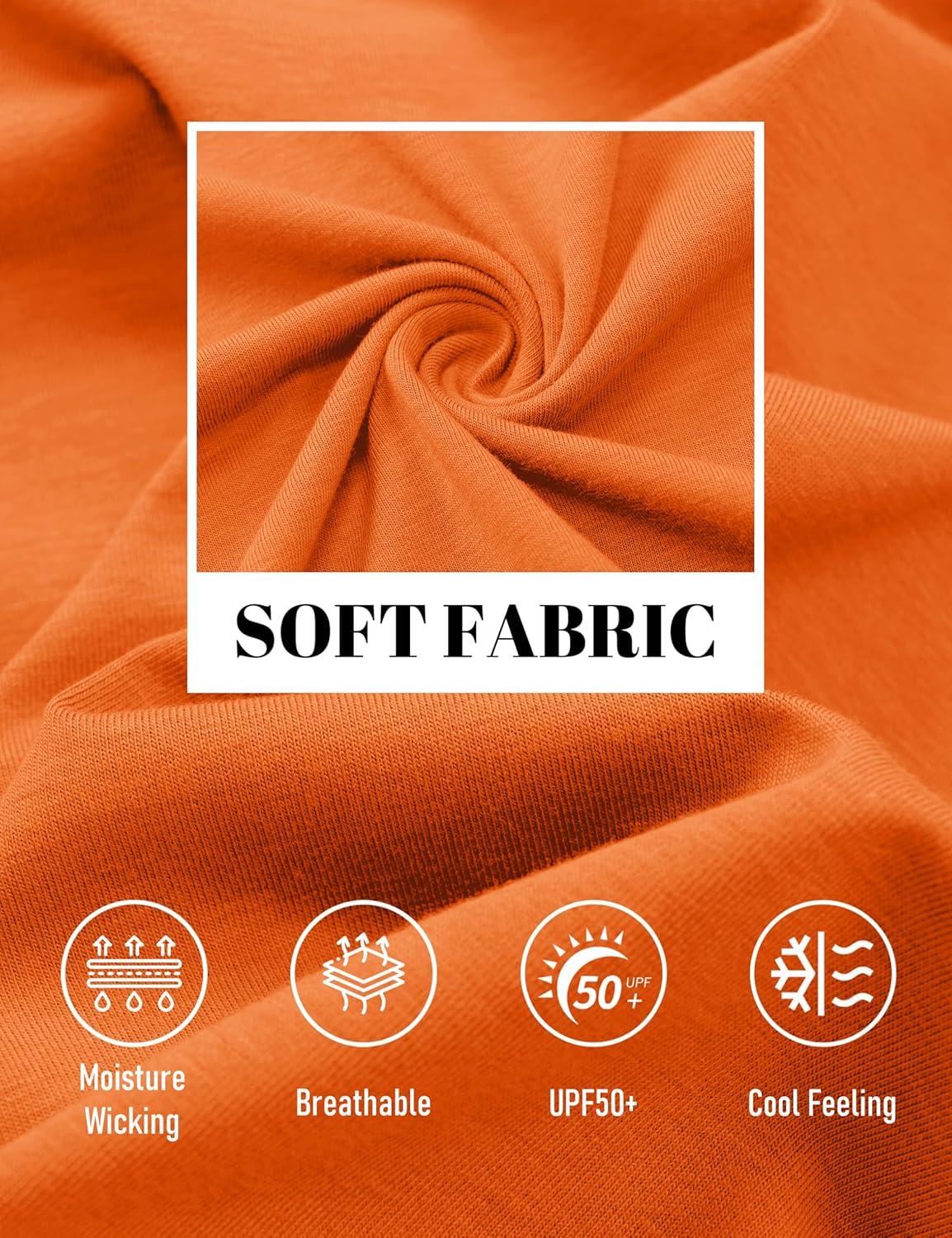 imageMAGCOMSEN Mens Pocket T Shirts Cooling UPF 50 Summer Tee Shirt Short Sleeve Crewneck Tee Cotton Lightweight Casual TShirtOrange