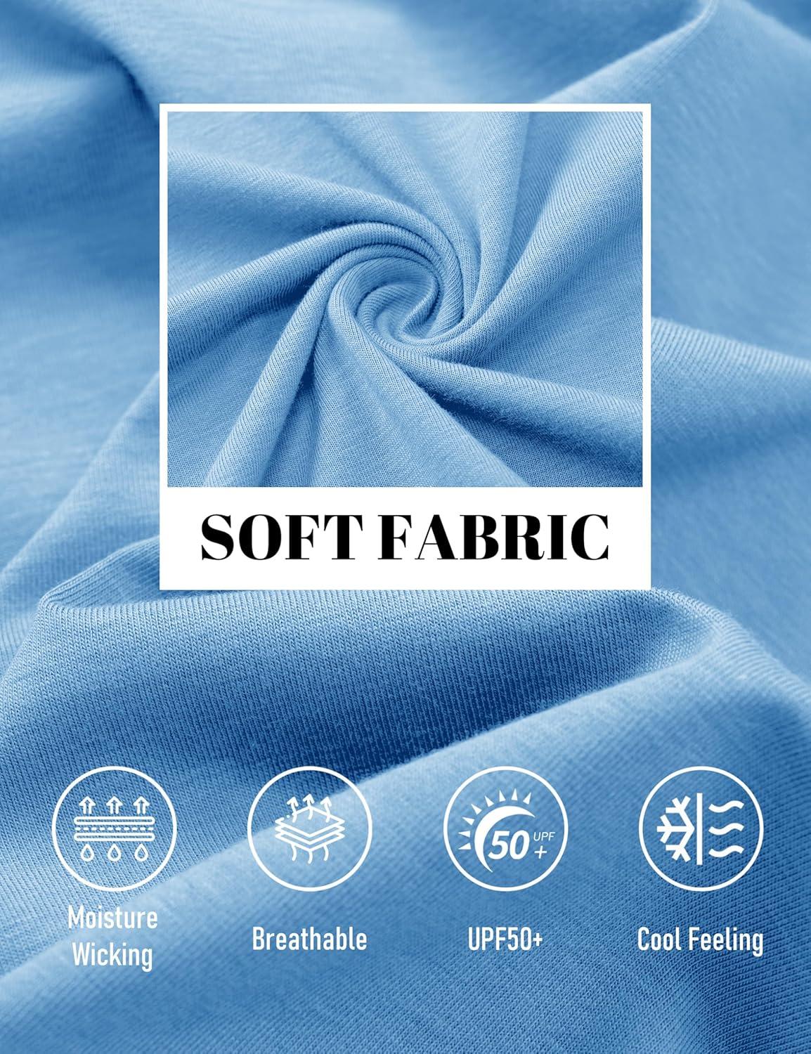 imageMAGCOMSEN Mens Pocket T Shirts Cooling UPF 50 Summer Tee Shirt Short Sleeve Crewneck Tee Cotton Lightweight Casual TShirtSkyblue