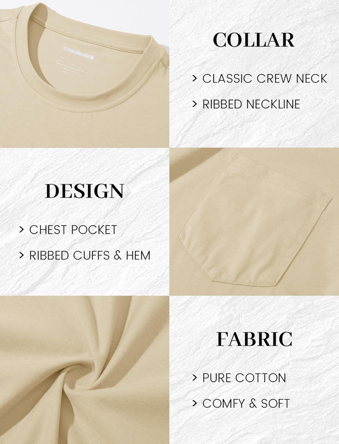 imageMAGCOMSEN Mens Pocket T Shirts Short Sleeve Cotton Moisture Wicking Plain Tshirts Casual Lightweight Summer Basic TeesApricotcotton