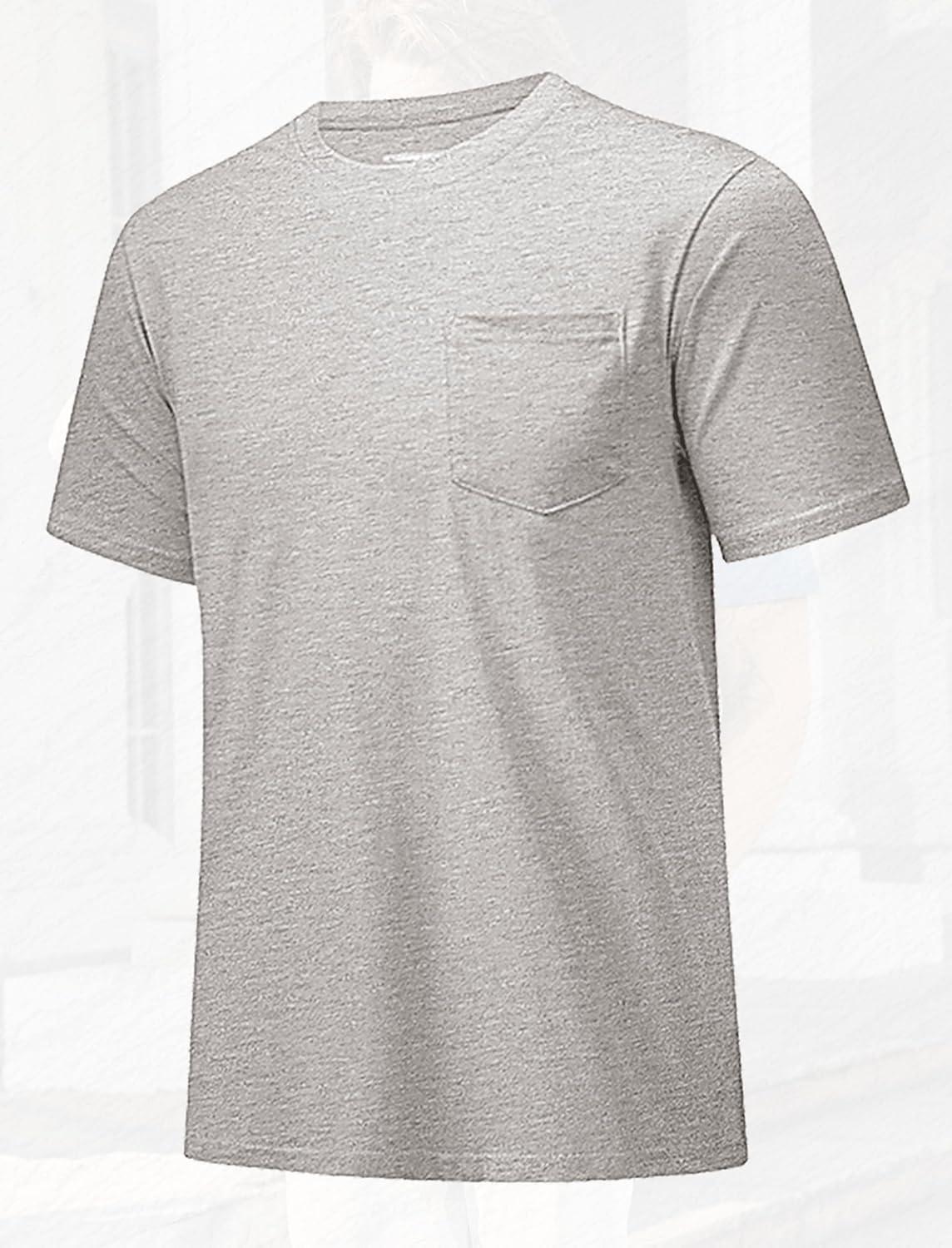 imageMAGCOMSEN Mens Pocket T Shirts Short Sleeve Cotton Moisture Wicking Plain Tshirts Casual Lightweight Summer Basic TeesBeigecotton Blend