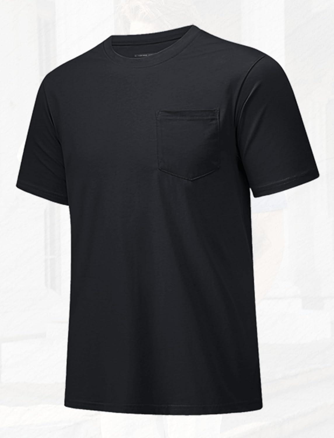 imageMAGCOMSEN Mens Pocket T Shirts Short Sleeve Cotton Moisture Wicking Plain Tshirts Casual Lightweight Summer Basic TeesBlackcotton