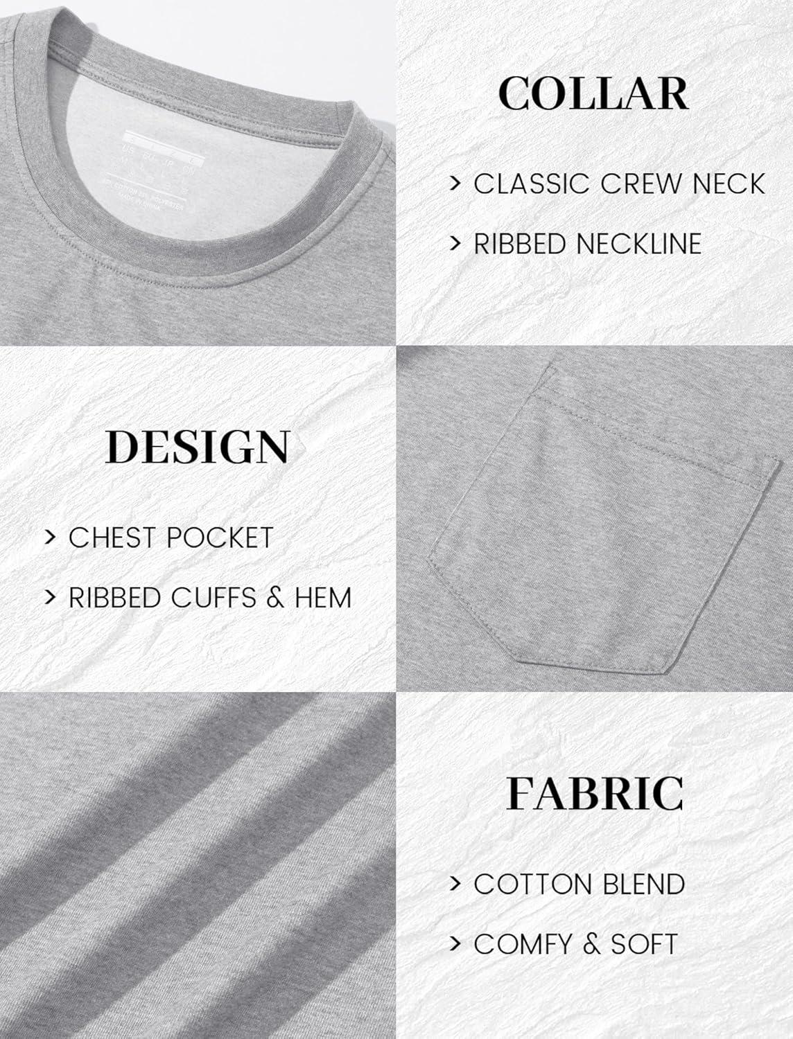 imageMAGCOMSEN Mens Pocket T Shirts Short Sleeve Cotton Moisture Wicking Plain Tshirts Casual Lightweight Summer Basic TeesLight Greycotton Blend