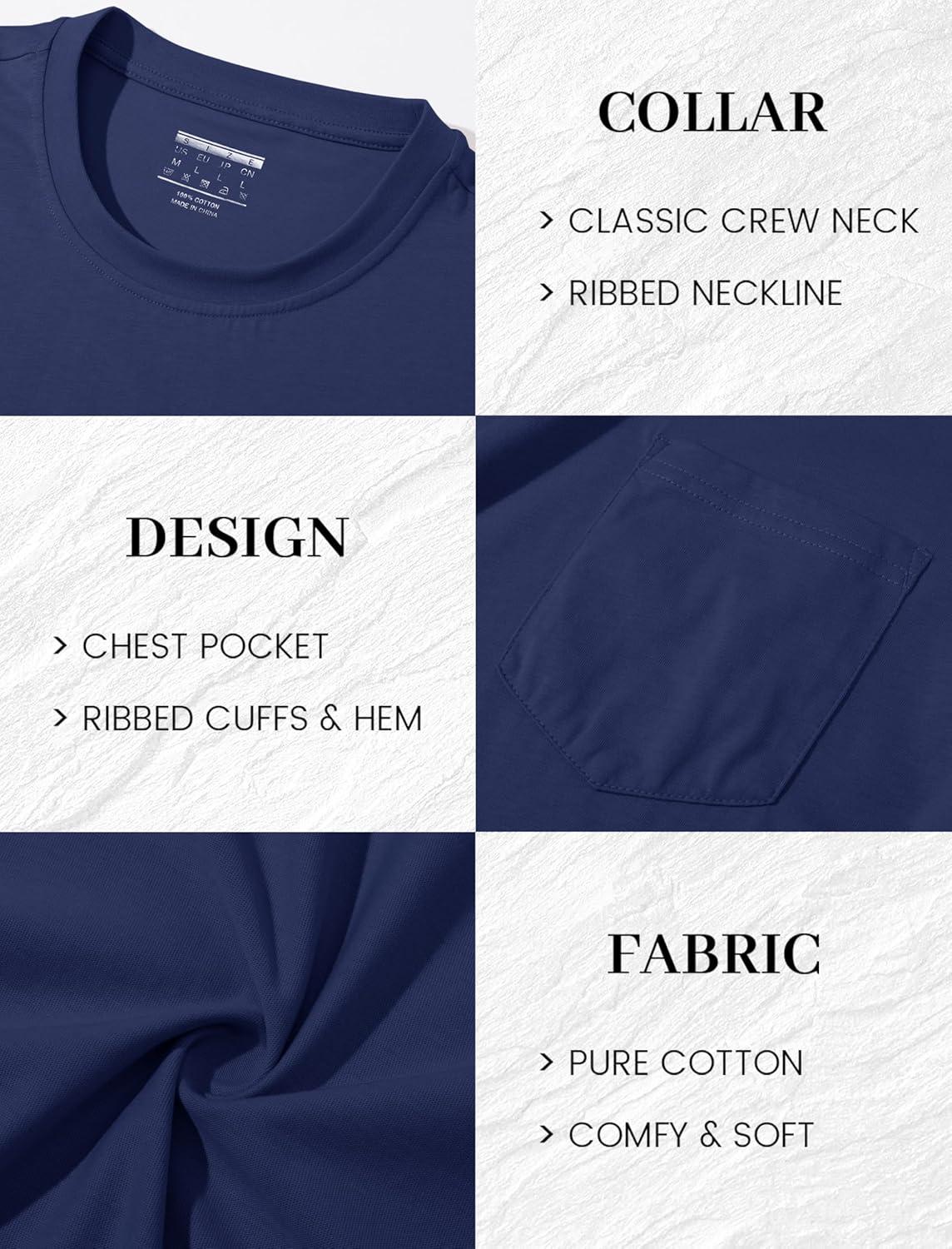 imageMAGCOMSEN Mens Pocket T Shirts Short Sleeve Cotton Moisture Wicking Plain Tshirts Casual Lightweight Summer Basic TeesNavycotton