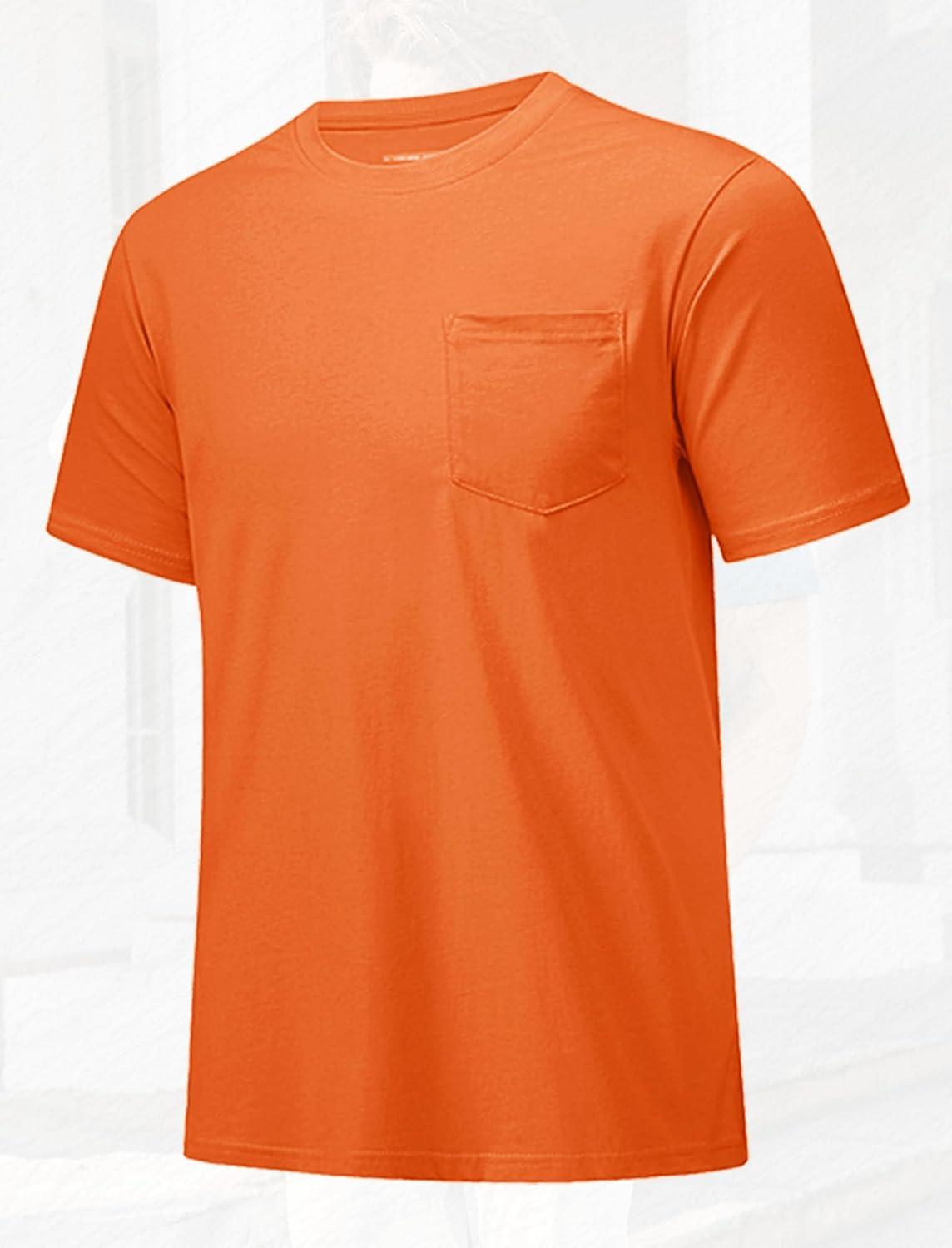 imageMAGCOMSEN Mens Pocket T Shirts Short Sleeve Cotton Moisture Wicking Plain Tshirts Casual Lightweight Summer Basic TeesOrangecotton