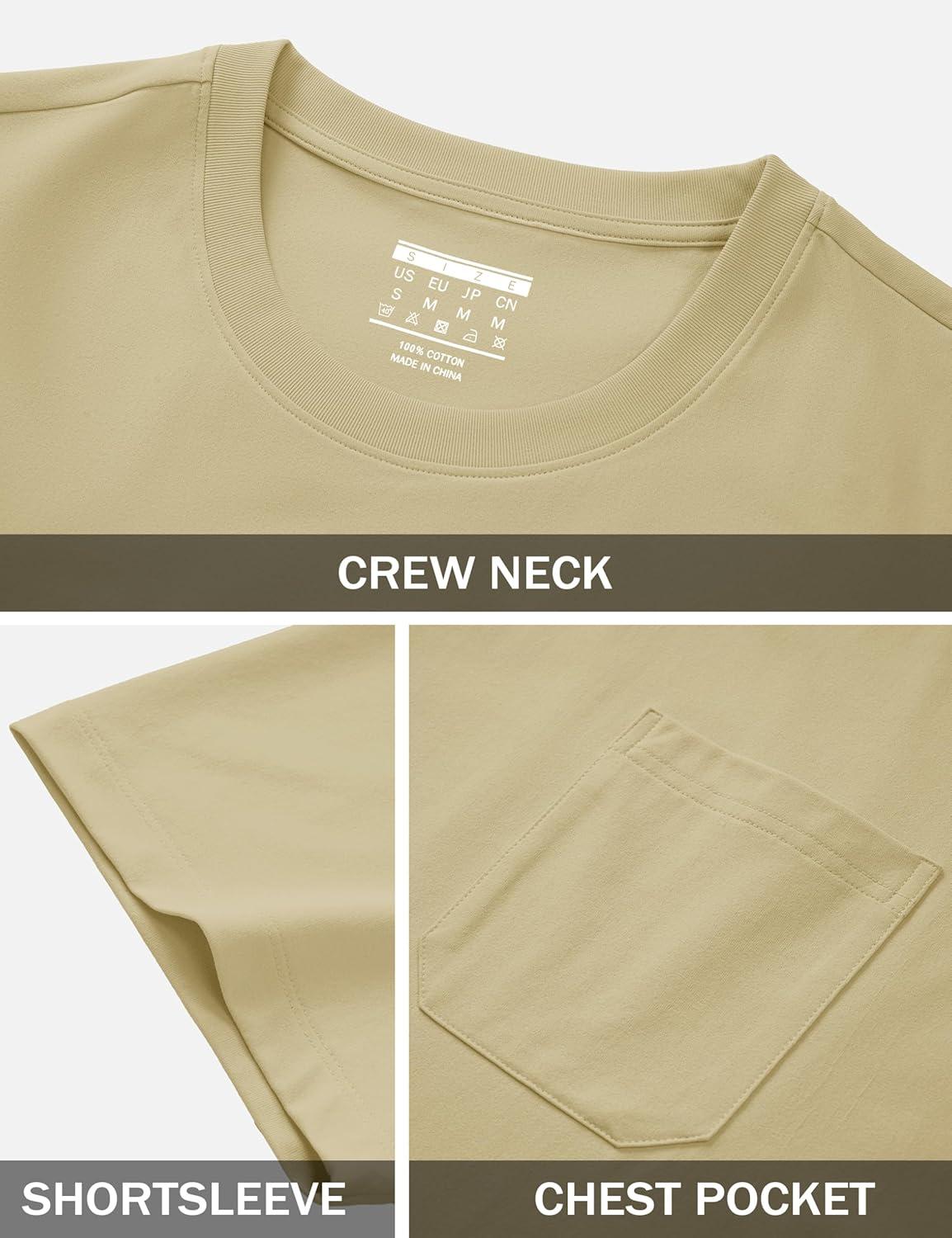 imageMAGCOMSEN Mens Pocket Tee Shirts UPF 80 Sun Protection Shirts Lightweight Moisture Wicking Crewneck Casual Summer TeesKhaki