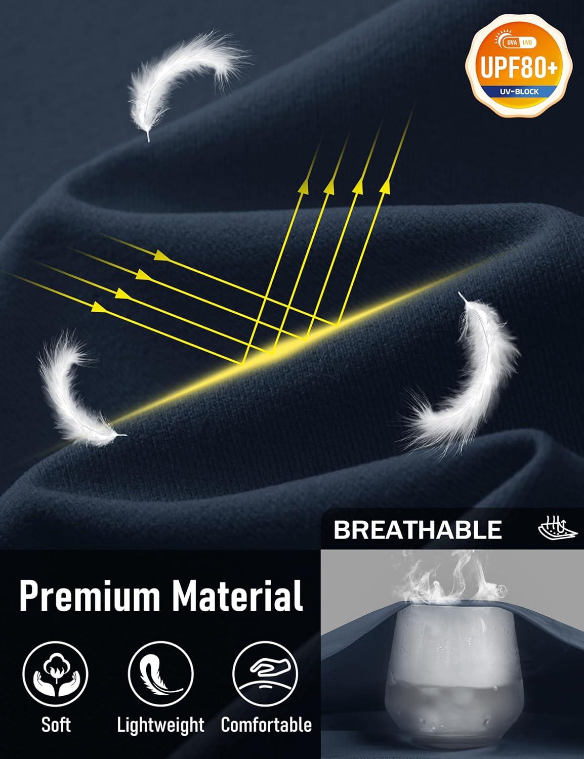 imageMAGCOMSEN Mens Pocket Tee Shirts UPF 80 Sun Protection Shirts Lightweight Moisture Wicking Crewneck Casual Summer TeesNavy