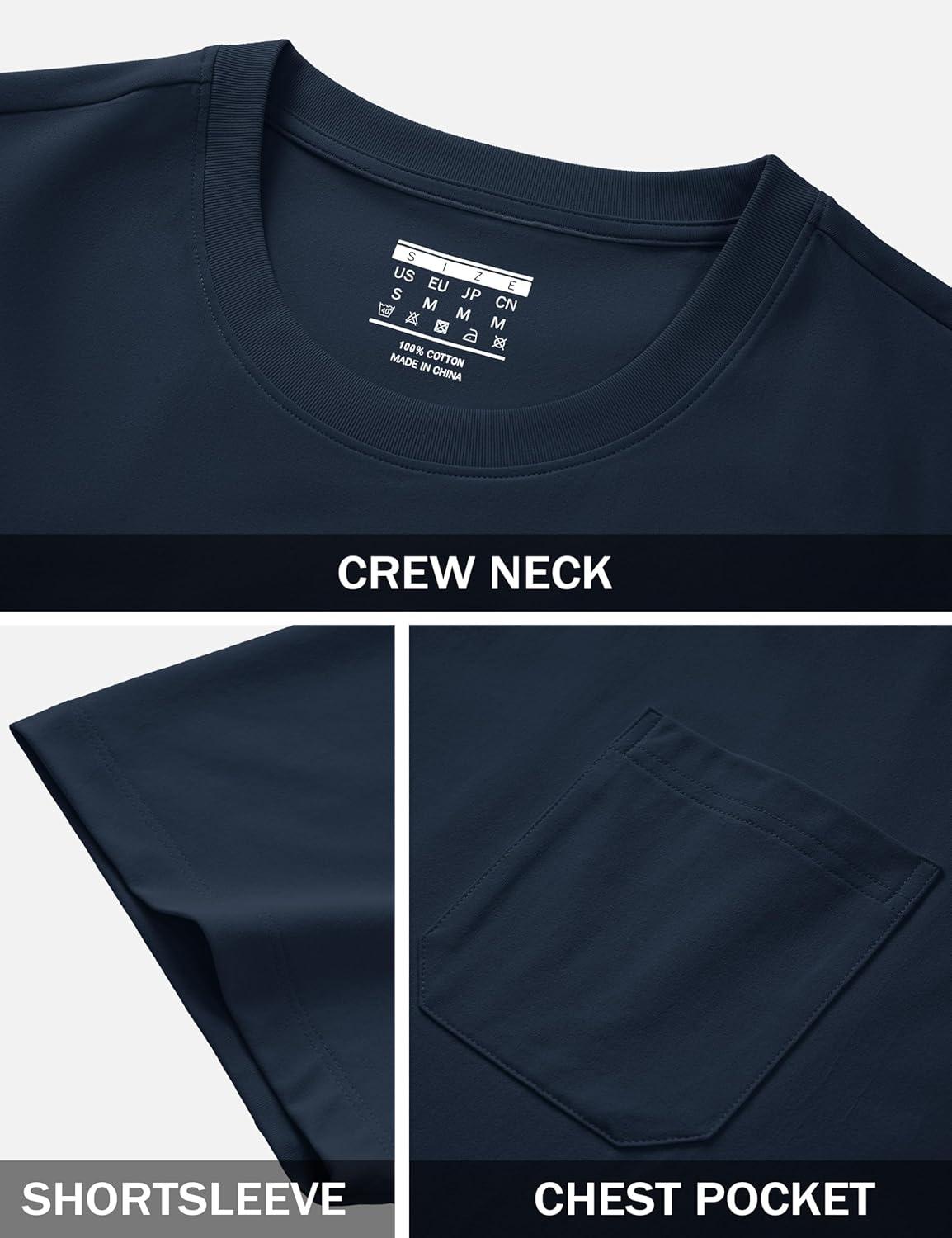 imageMAGCOMSEN Mens Pocket Tee Shirts UPF 80 Sun Protection Shirts Lightweight Moisture Wicking Crewneck Casual Summer TeesNavy
