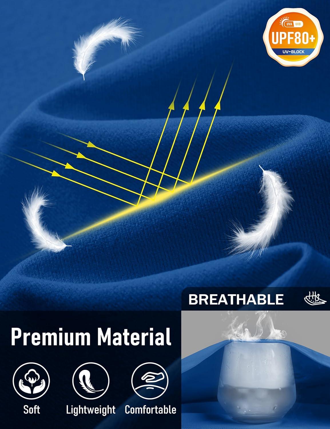 imageMAGCOMSEN Mens Pocket Tee Shirts UPF 80 Sun Protection Shirts Lightweight Moisture Wicking Crewneck Casual Summer TeesRoyal Blue