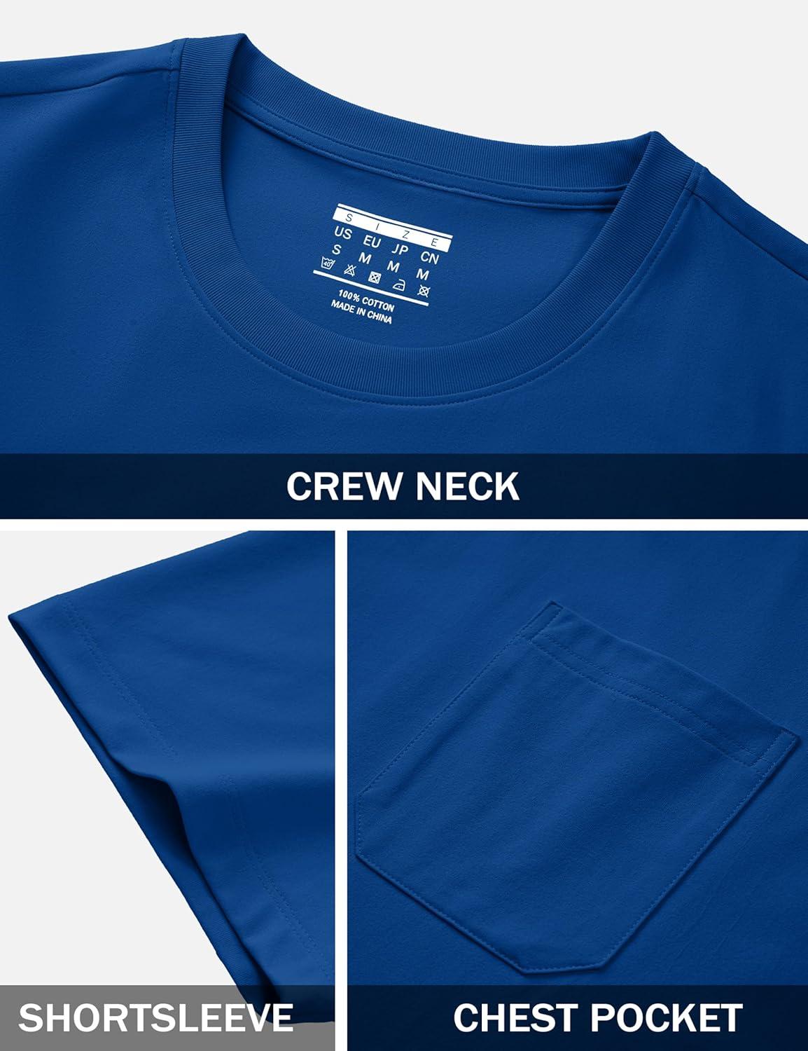 imageMAGCOMSEN Mens Pocket Tee Shirts UPF 80 Sun Protection Shirts Lightweight Moisture Wicking Crewneck Casual Summer TeesRoyal Blue