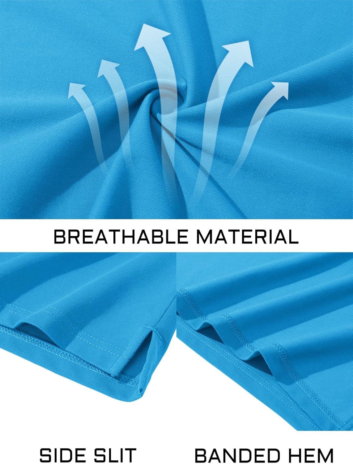 imageMAGCOMSEN Mens Polo Shirt Quick Dry Performance Short Sleeve Tactical Shirts Pique Jersey Golf ShirtAzure